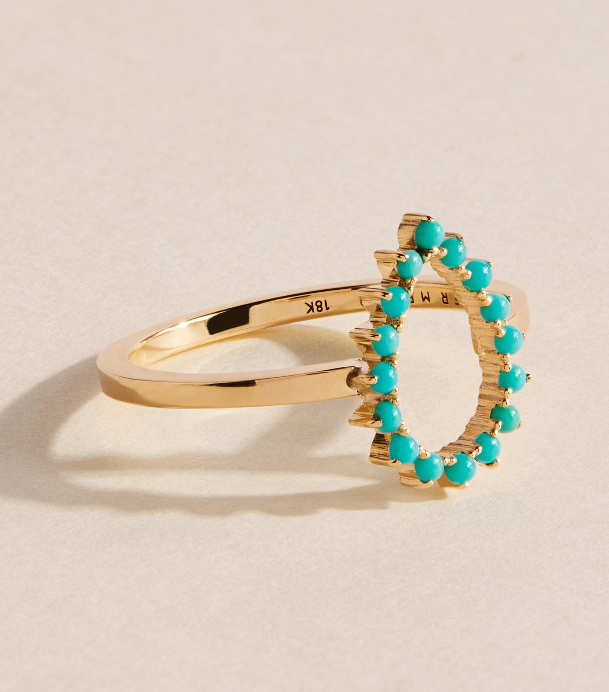 Jennifer Meyer Mini Yellow Gold and Turquoise Teardrop Ring Yellow Gold Image 3