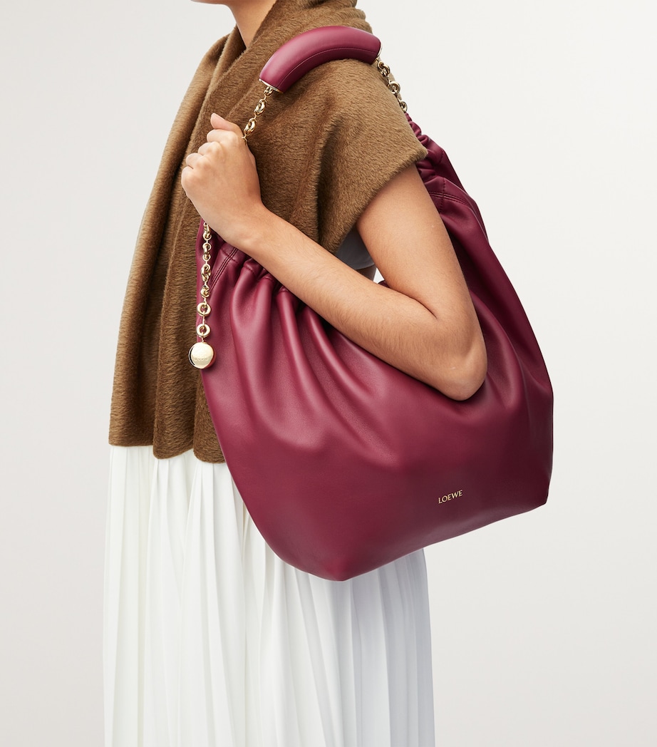 Medium Leather Squeeze Top-Handle Bag CRIMSON Image 5