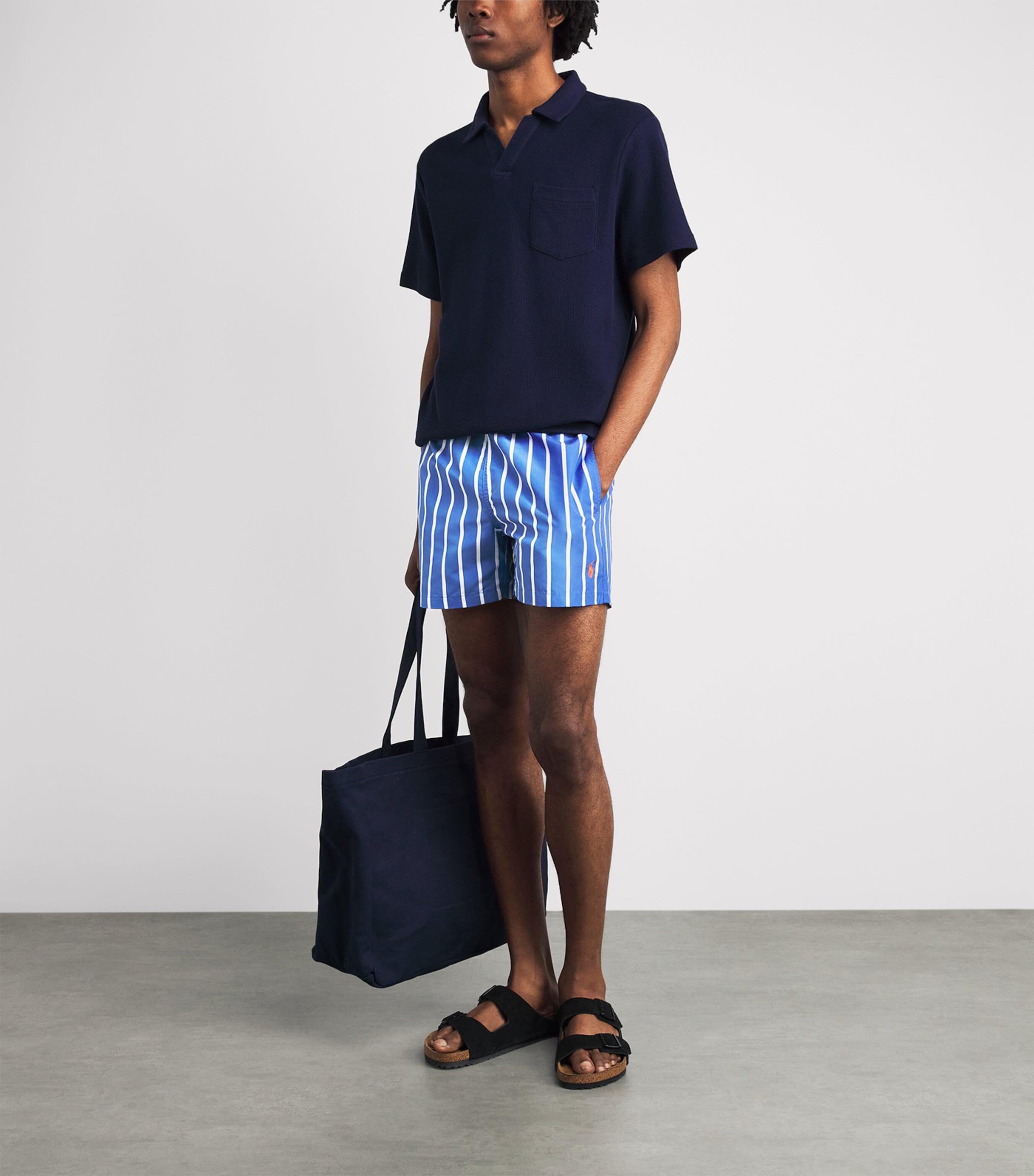 Polo Ralph Lauren Mens Stripe Traveller Swim Shorts Blue Vricl Wde Strpe Image 2