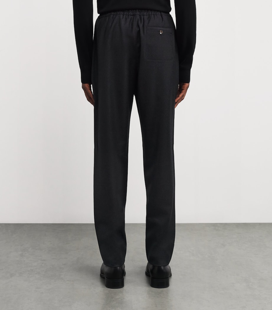 Wool Drawstring Straight Trousers K76 - DARK GREY Image 4