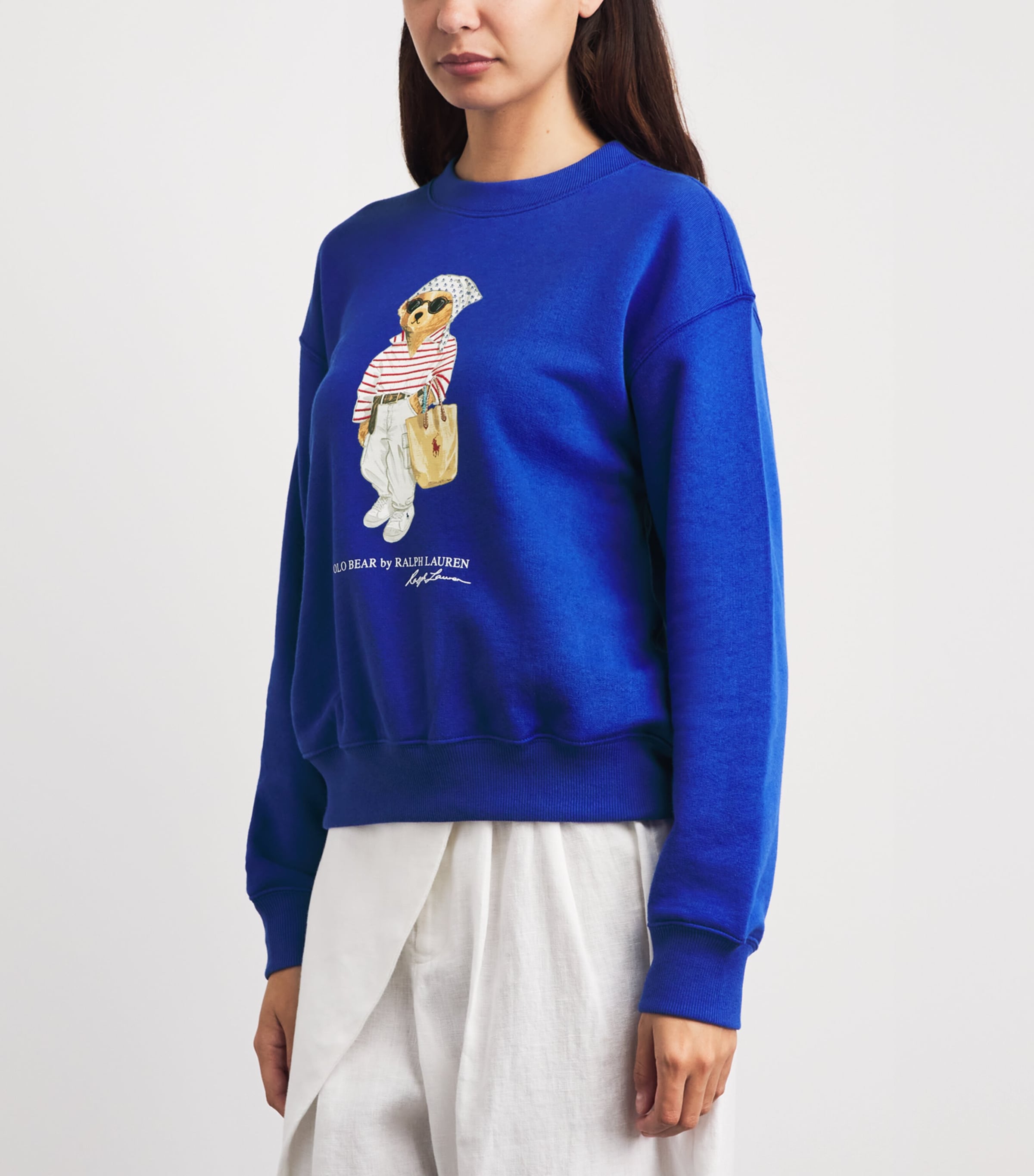 Polo Ralph Lauren Womens Cotton-Blend Polo Bear Sweatshirt Gala Blue Image 4