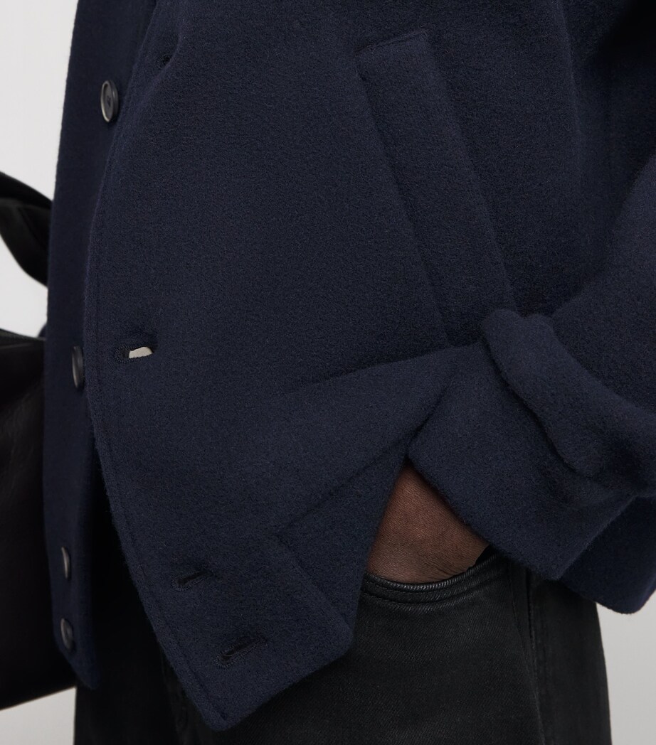 Barena Mens Wool-Blend Windbreaker Jacket Navy Image 3
