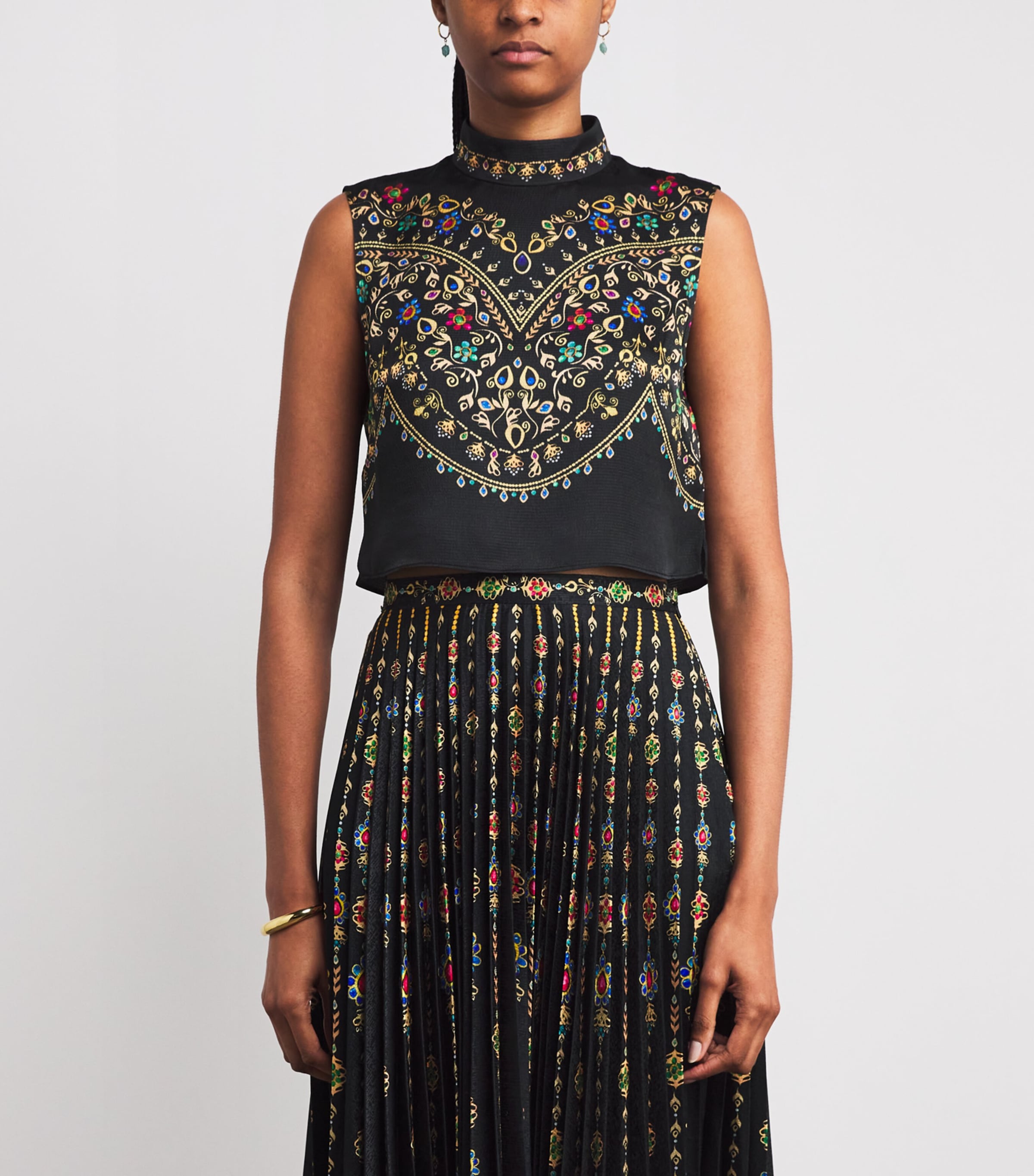 Satin Pendant Stripe Cropped Ren Blouse 2345-PENDANT BORDER Image 3