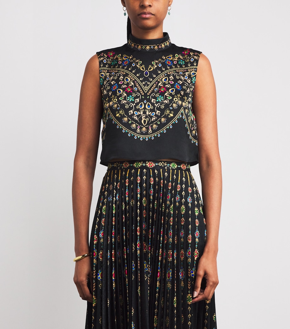 Satin Pendant Stripe Cropped Ren Blouse 2345-PENDANT BORDER Image 3