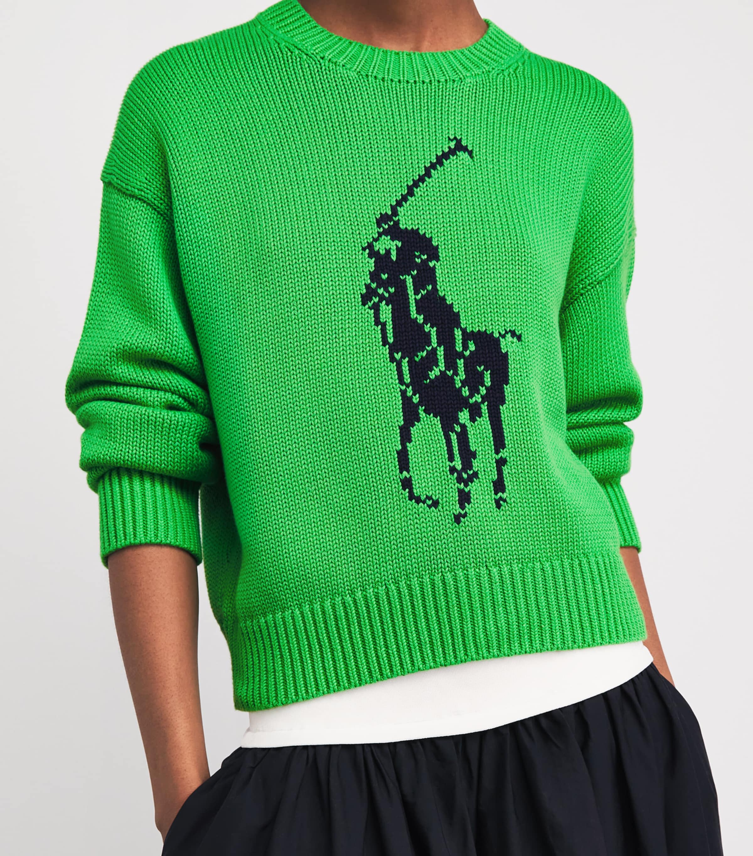 Polo Ralph Lauren Womens Cotton Big Pony Sweater Palm Green Image 3
