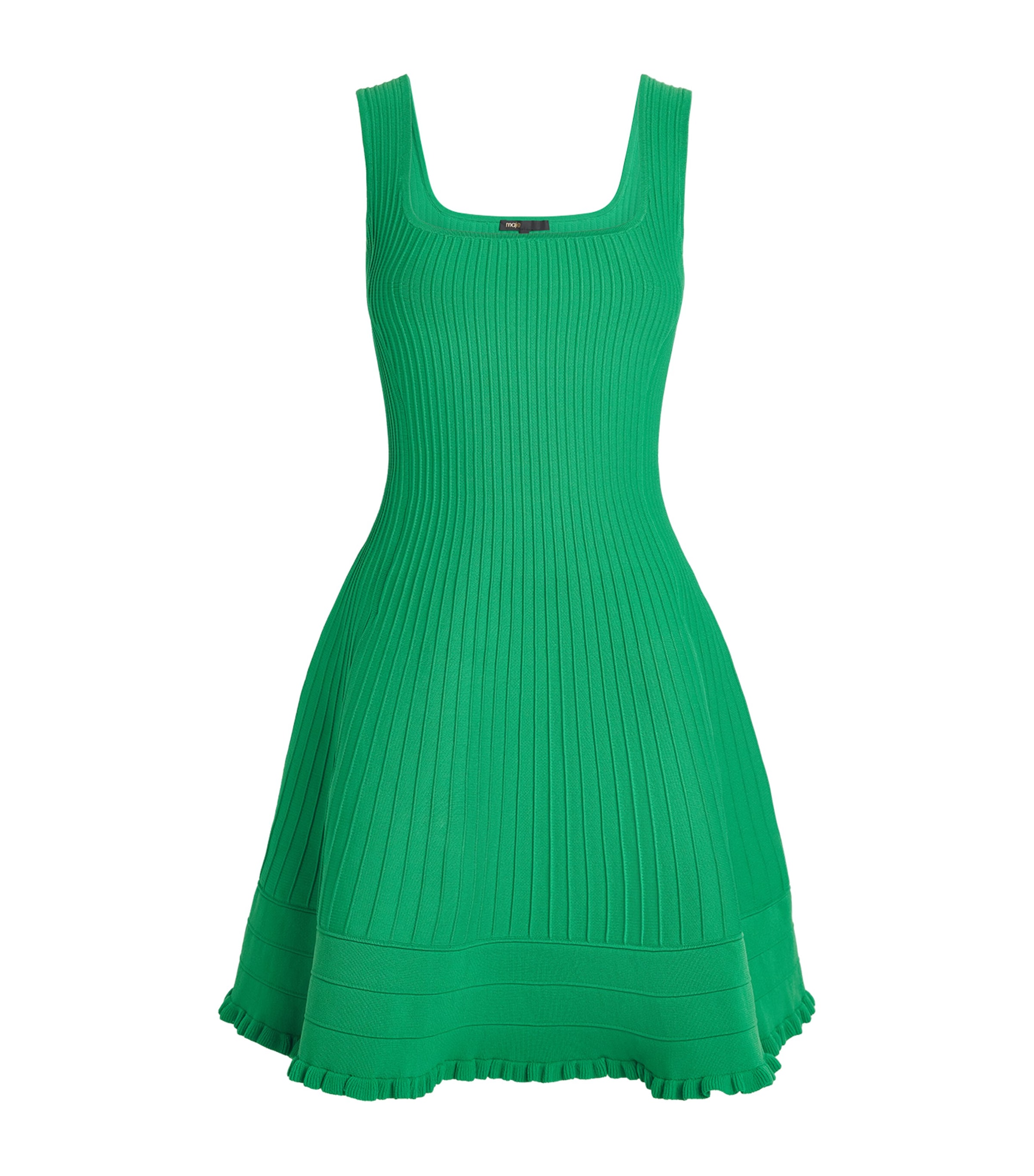 Maje Womens Knitted Skater Mini Dress Green Image 1