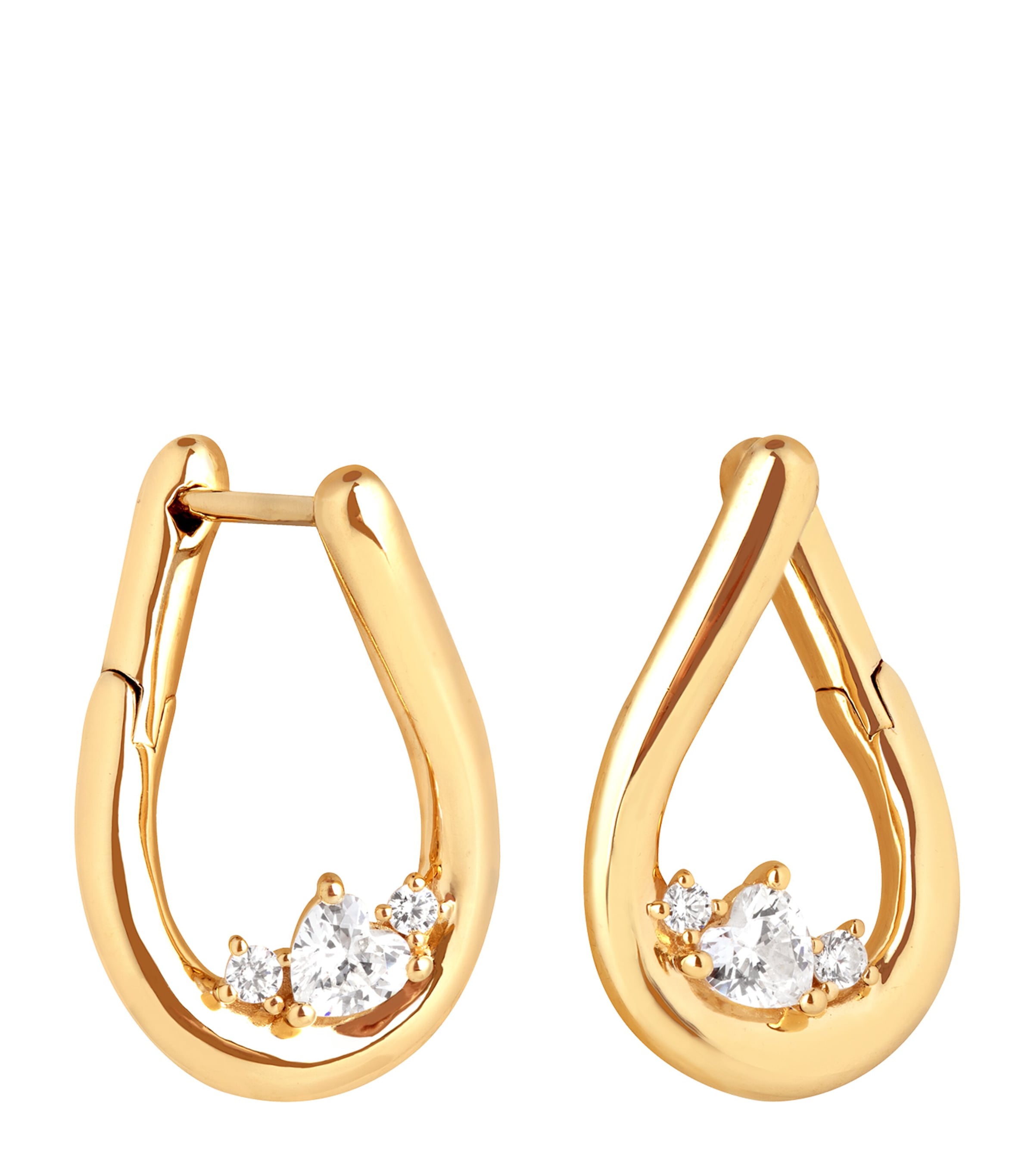 Astrid & Miyu Yellow Gold-plated Heart Cluster Hoop Earrings In Gold