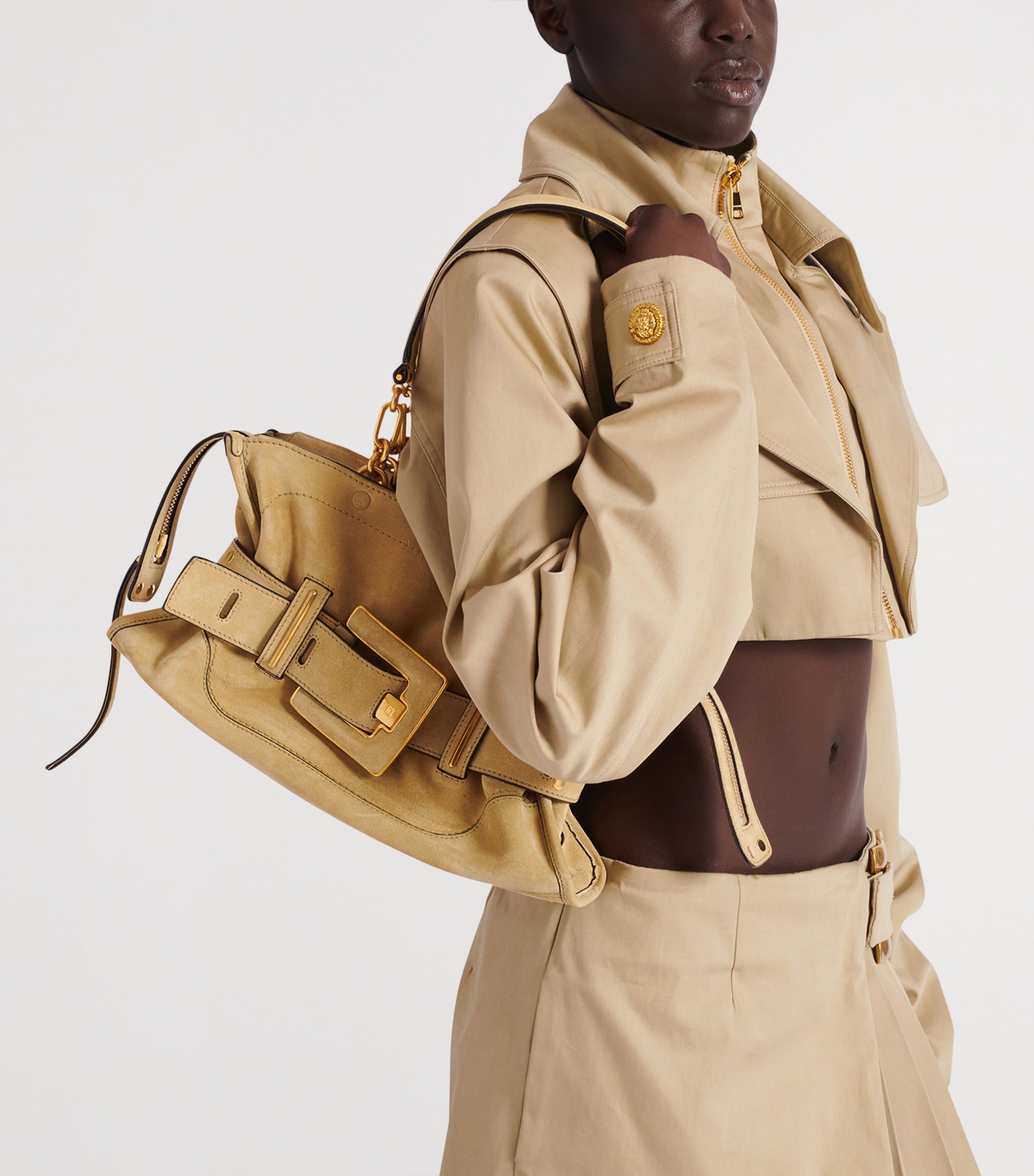 Small Suede Anthem Shoulder Bag 8BW 8BW BEIGE Image 6