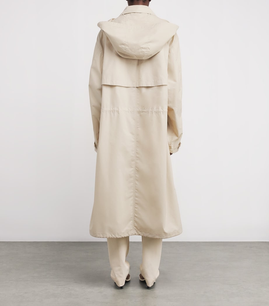 Lemaire Womens Hooded Trench Coat Stone Beige Image 4