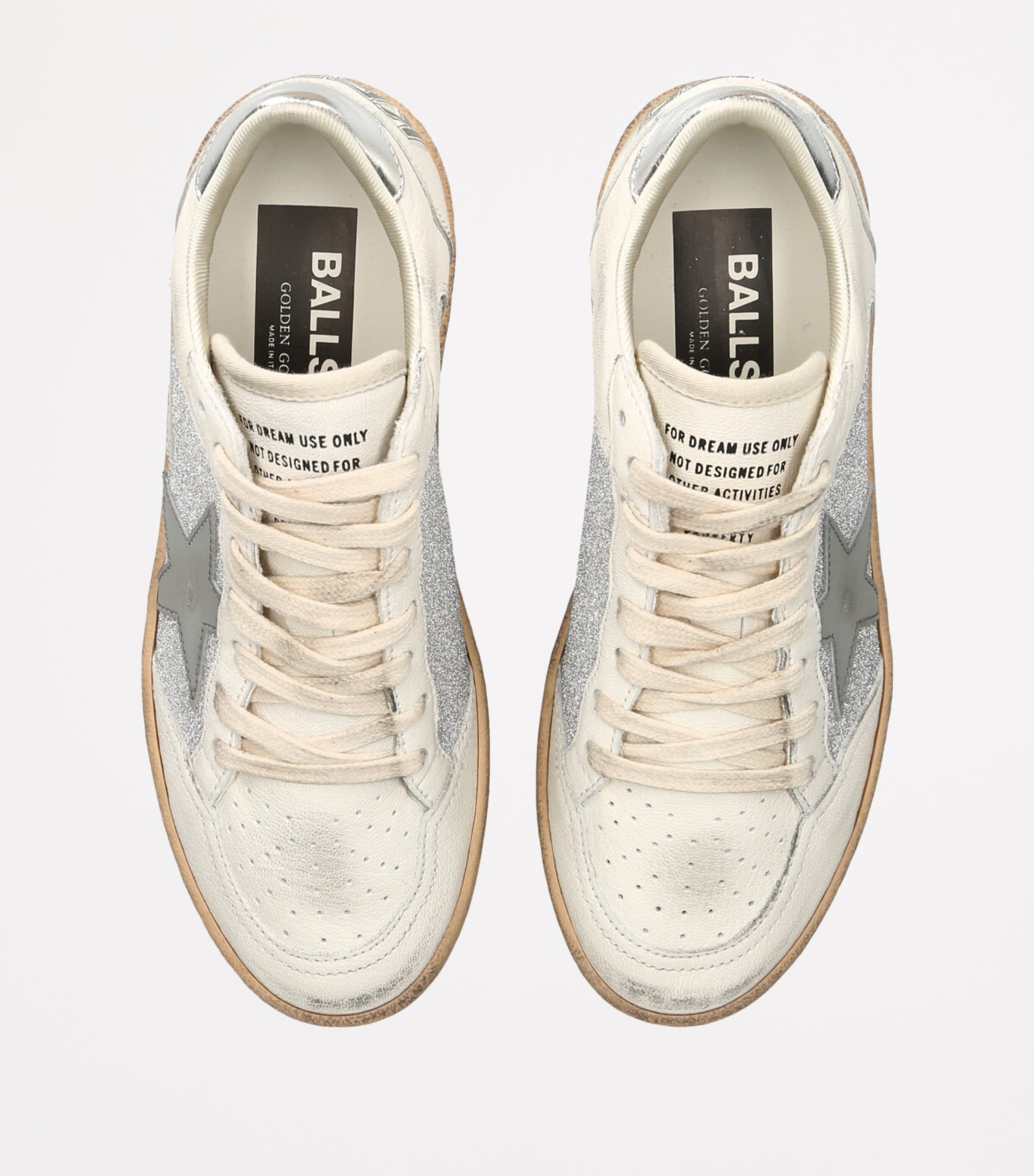 スニーカー Golden  Ball-Star' White Leather Sneakers With Glitter Ball-Star leather-trimmed glitter sneakers in white - Golden