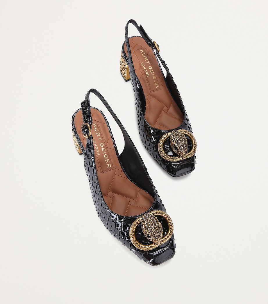 Snake-Effect Chelsea Slingback Pumps BLACK Image 3