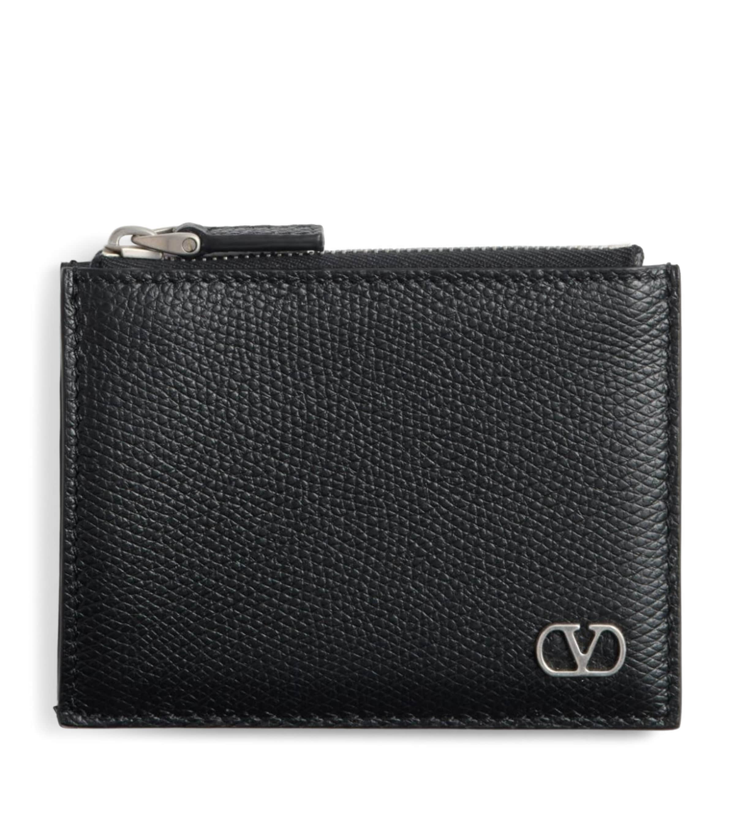 Leather VLogo Coin and Card Holder 0NO Image 1