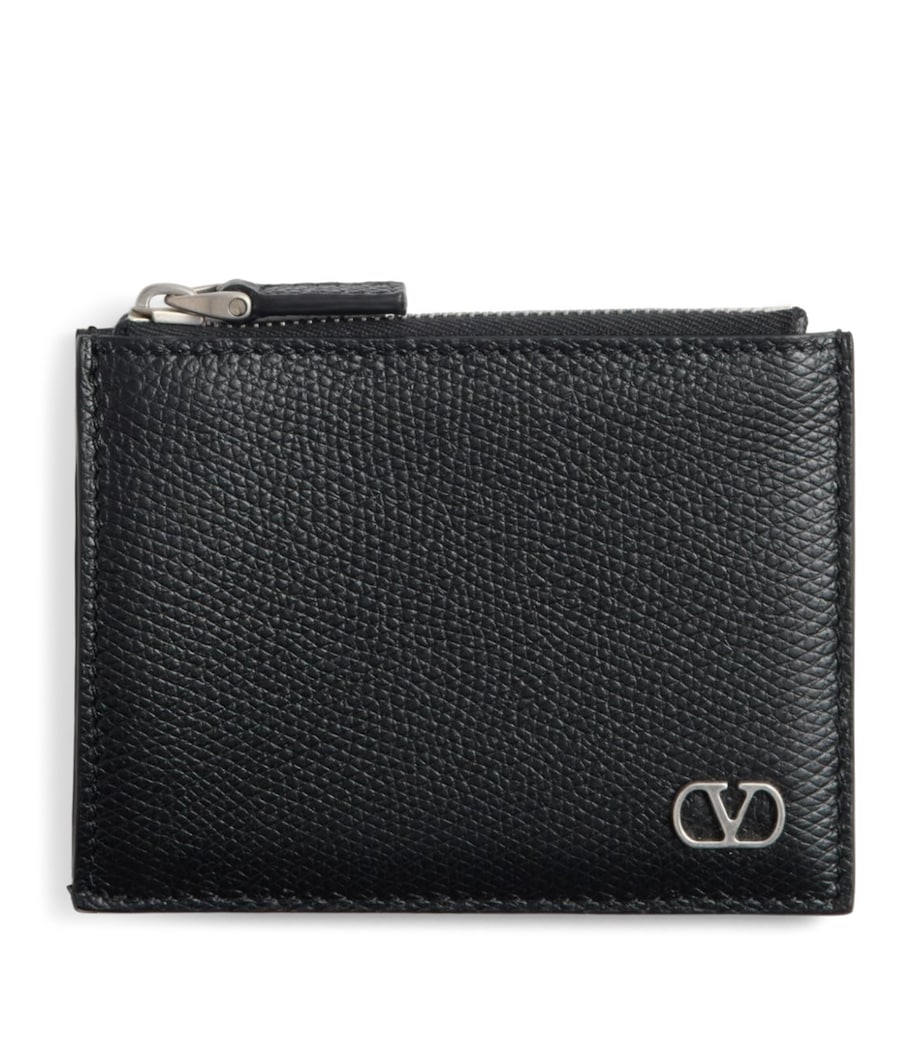 Leather VLogo Coin and Card Holder 0NO Image 1