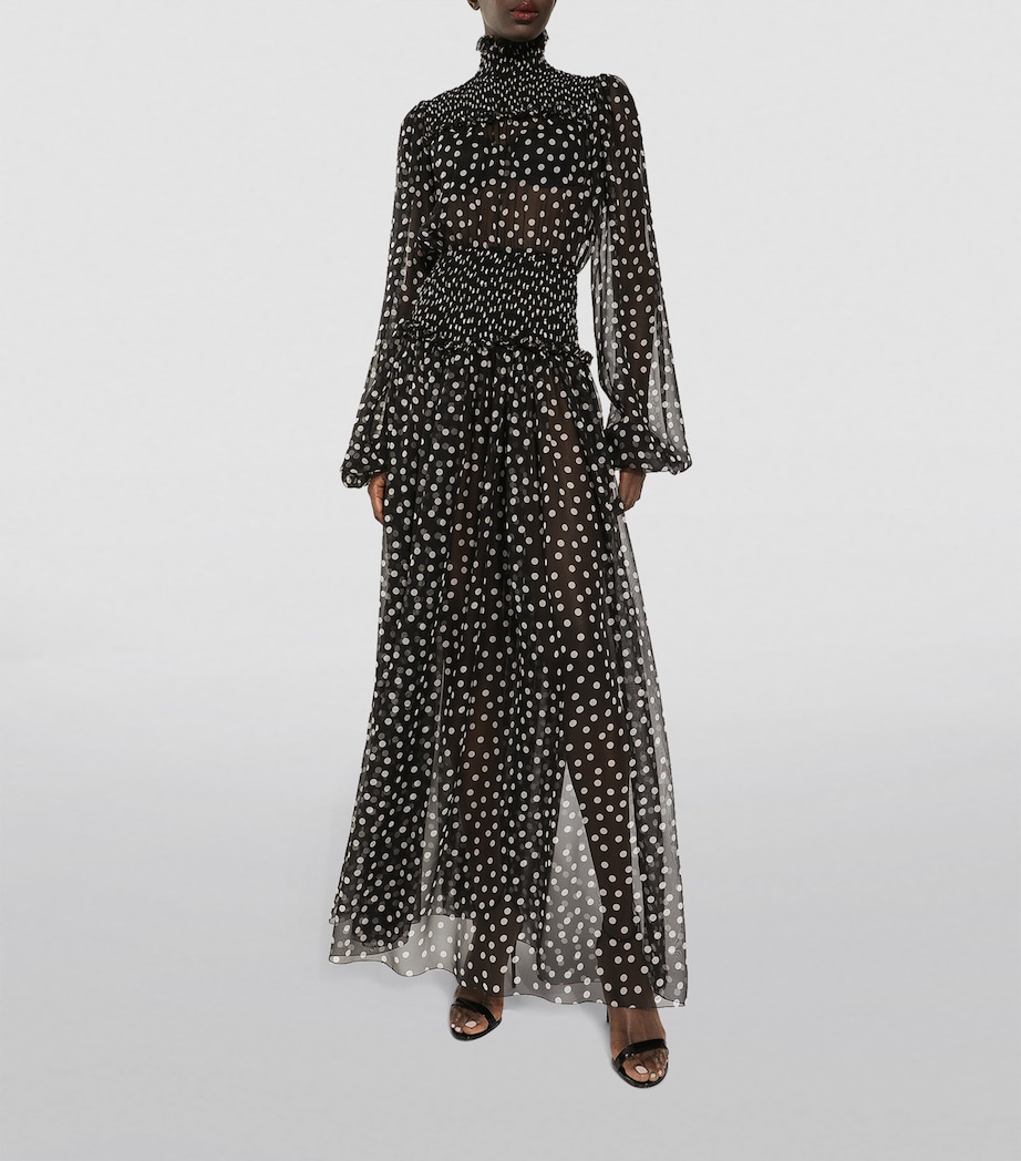 Silk Polka-Dot Maxi Dress HNBDW-POIS BIANCO FD Image 5