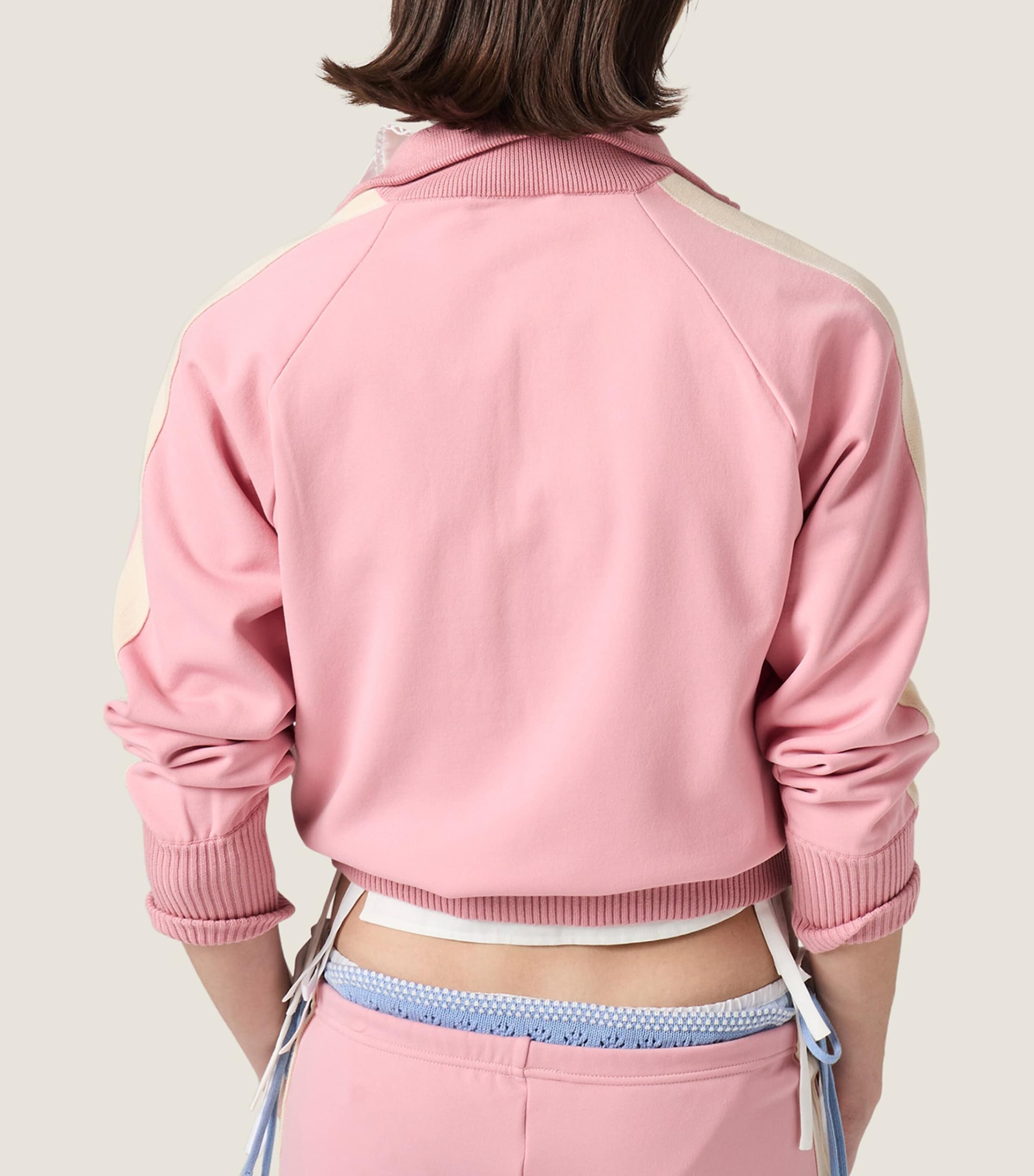 Miu Miu Womens Technical Fabric Stripe Track Jacket Pink Image 3