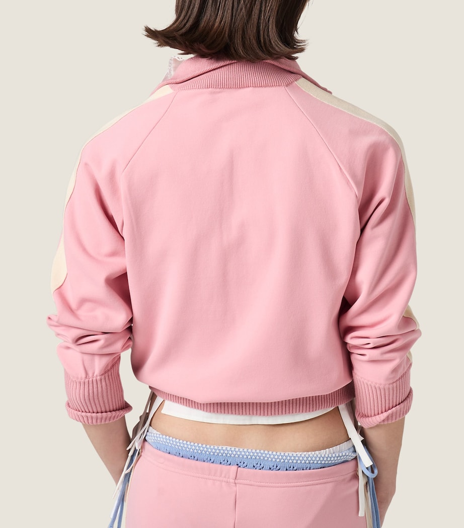 Miu Miu Womens Technical Fabric Stripe Track Jacket Pink Image 3