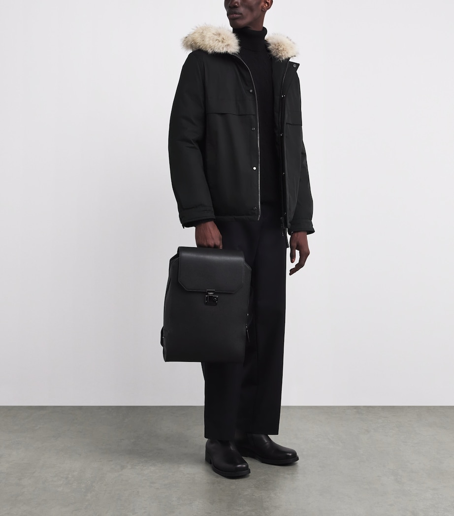 Down Coyote Fur-Trim Waterproof Parka B2192 BLACK/COYOTE Image 2