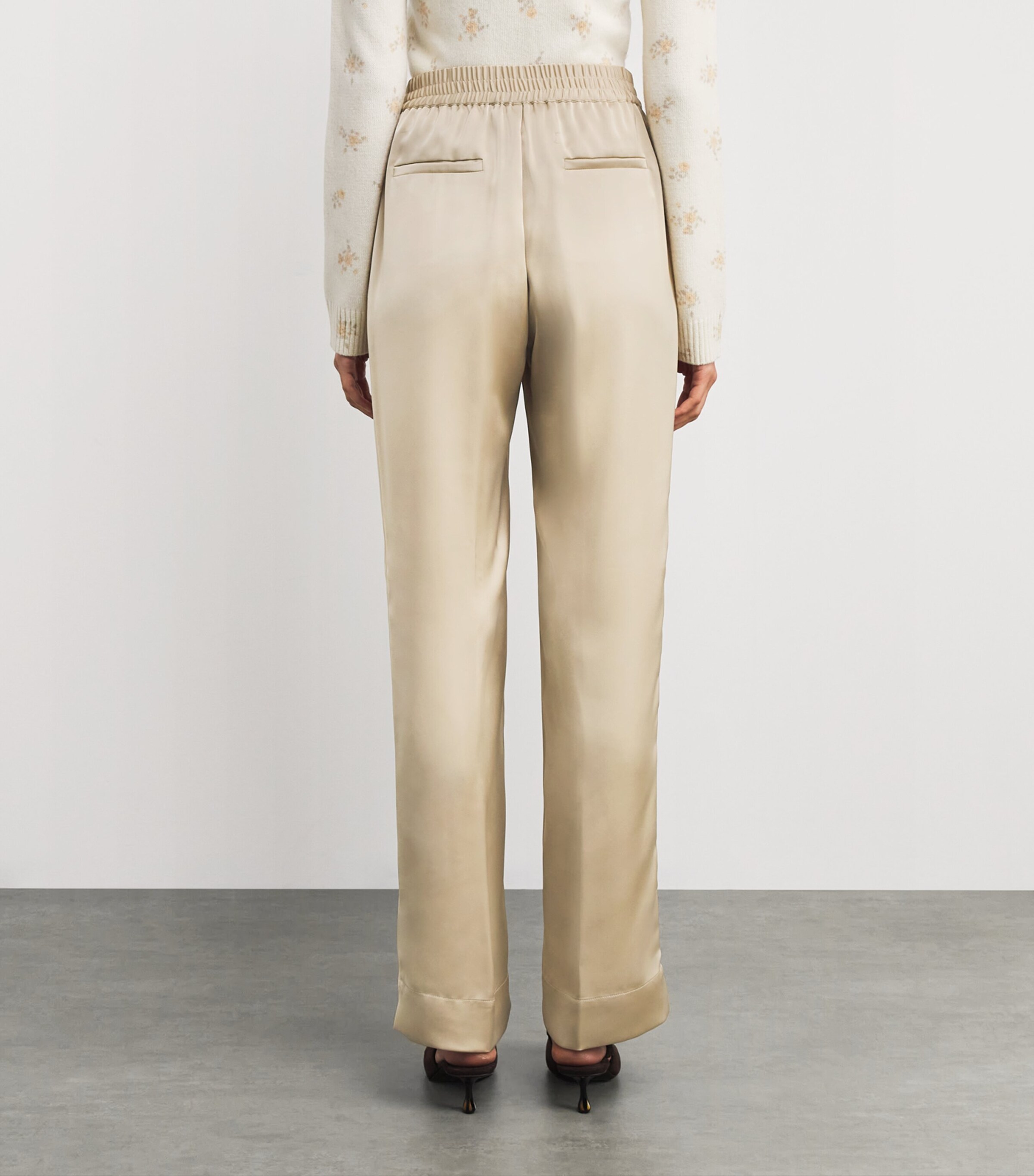 Satin Straight Trousers BEIGE Image 4