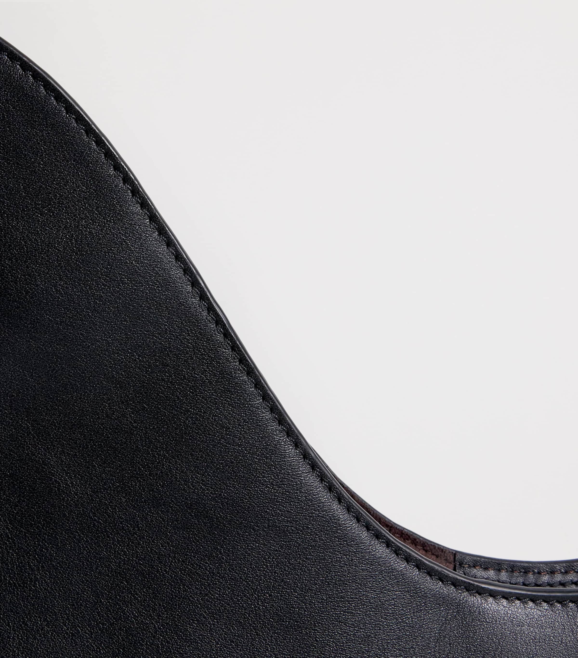 Harrods Medium Leather Penny Shoulder Bag Black Image 6