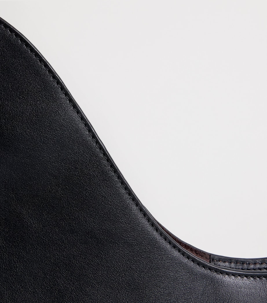 Harrods Medium Leather Penny Shoulder Bag Black Image 6