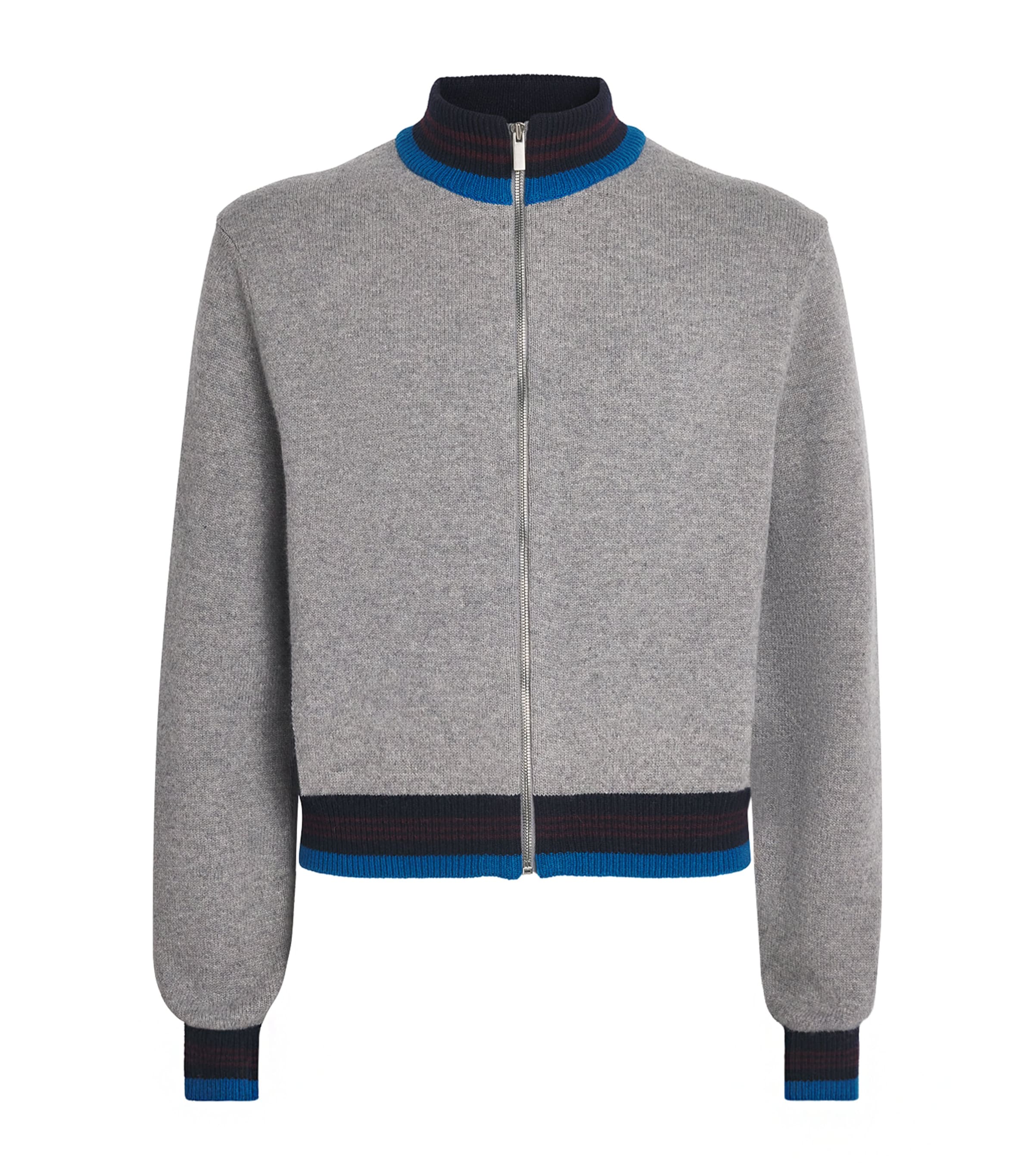 System Mens Wool-Cotton Zip-Up Cardigan Grey Image 1