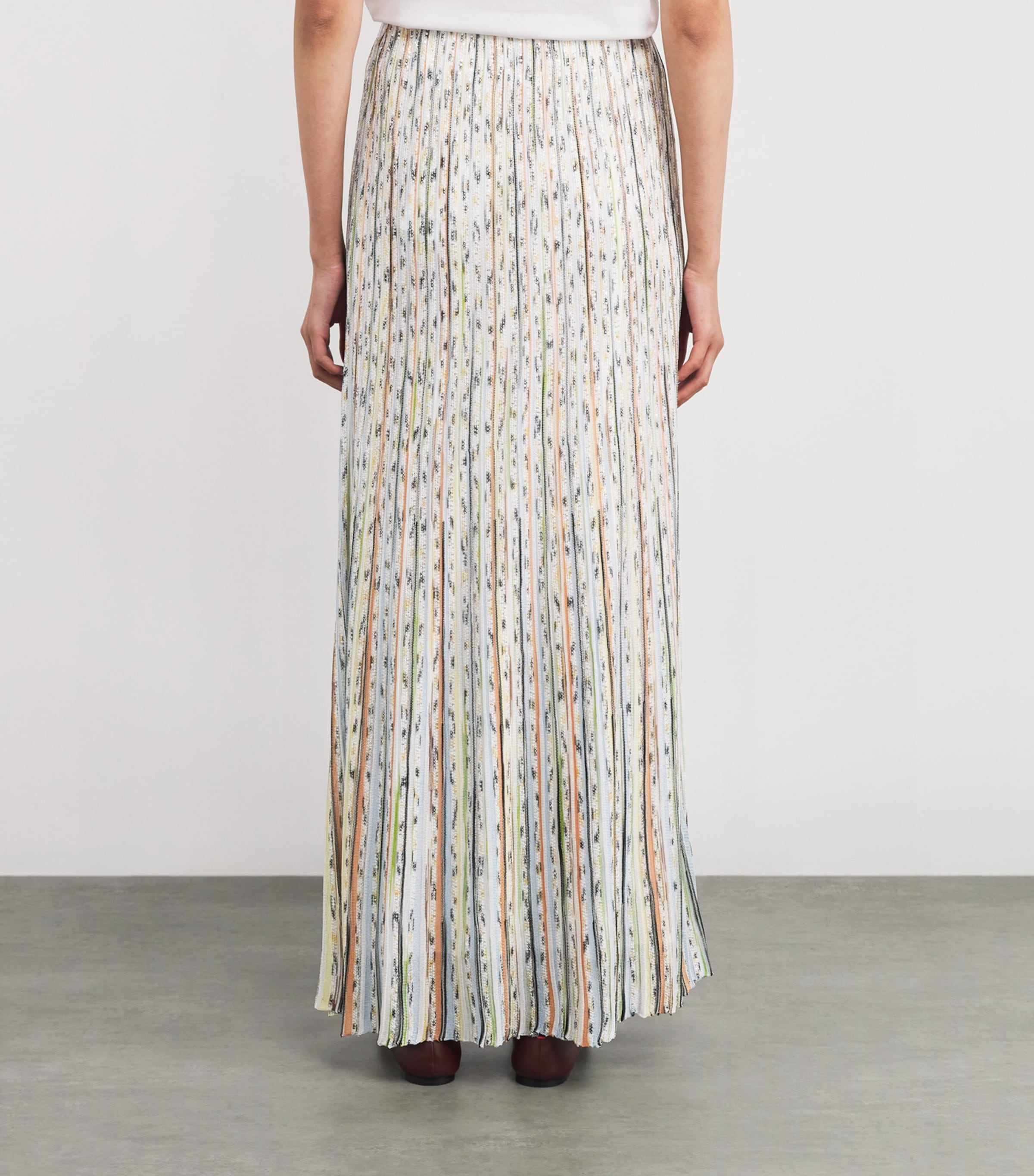 Lamé Embellished Maxi Skirt SMSMC LGHT ORNGE/GRN Image 4