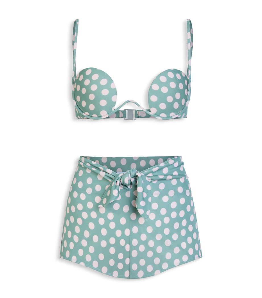 Alaïa Womens Polka-Dot High-Waist Bikini Green Image 1