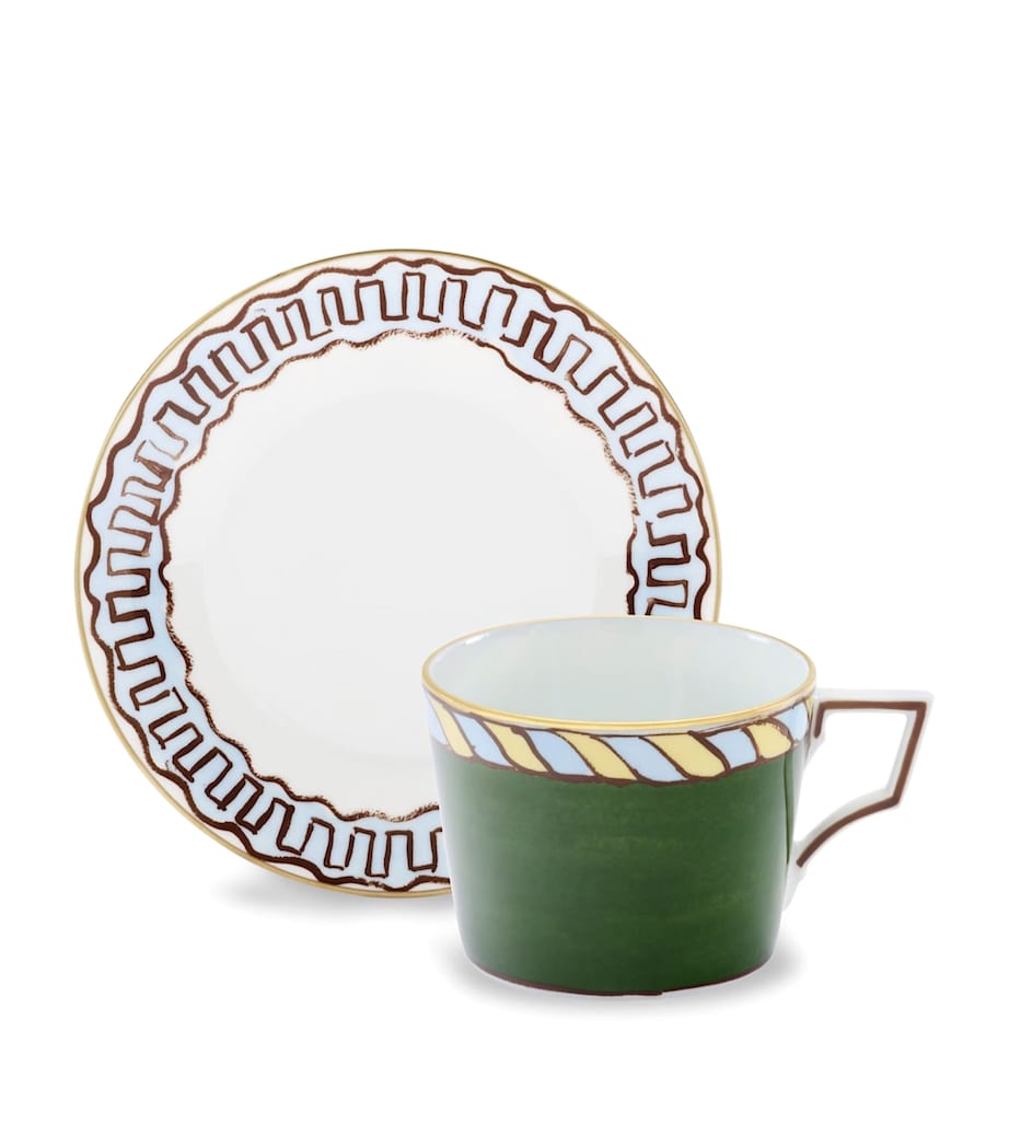 Set of 2 Porcelain Il Viaggio di Nettuno Teacups and Saucers G00135200 Image 2