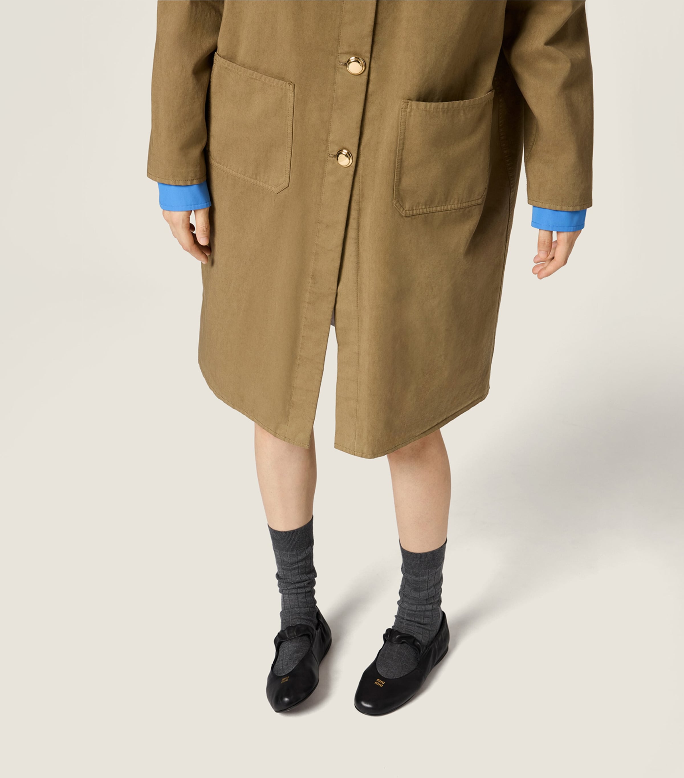 Miu Miu Womens Gabardine Hooded Trench Coat Neutral Image 6
