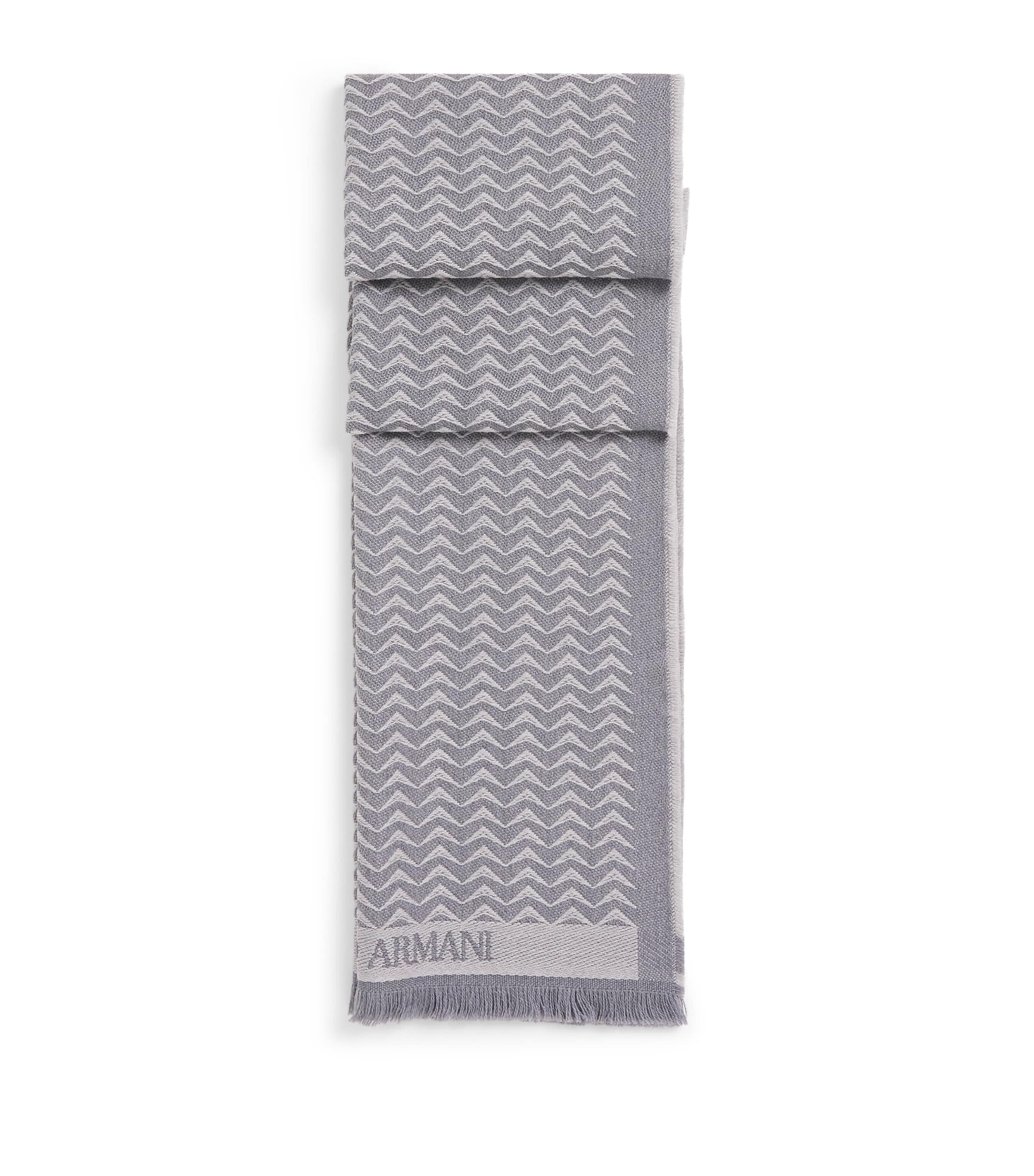 Giorgio Armani Wool Geometric Print Scarf | Men New In | Men Accessories | Scarves | Designers | Giorgio Armani | Mens Accessories
