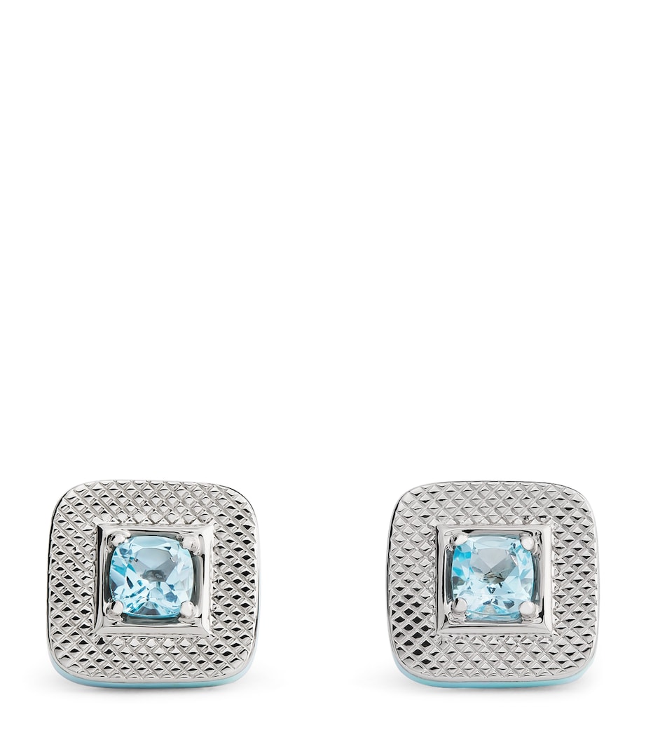Sterling Silver Reffrato Cufflinks BLUE Image 1