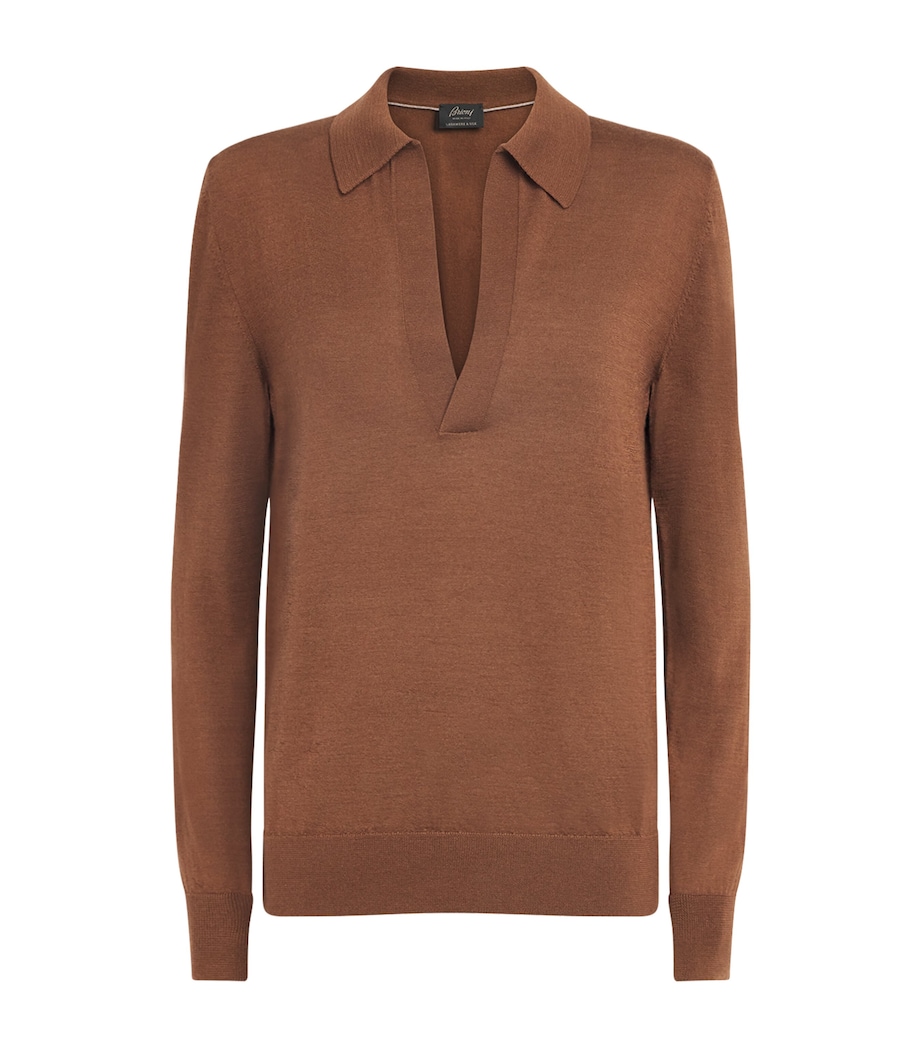 Brioni Womens Cashmere-Silk V-Neck Sweater Image 1