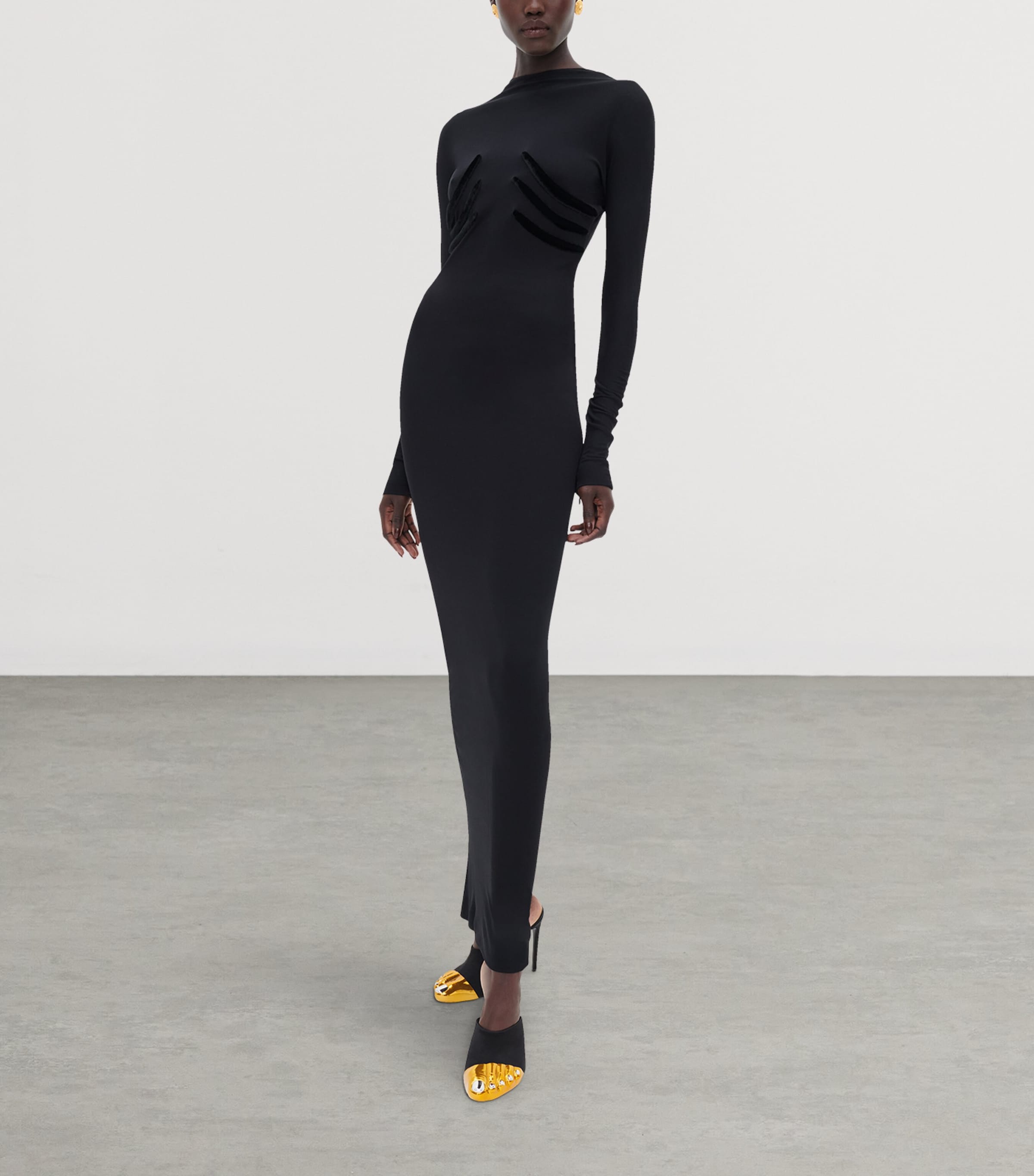 Schiaparelli Womens Trompe-l'Oeil Skeleton Maxi Dress Black Image 2