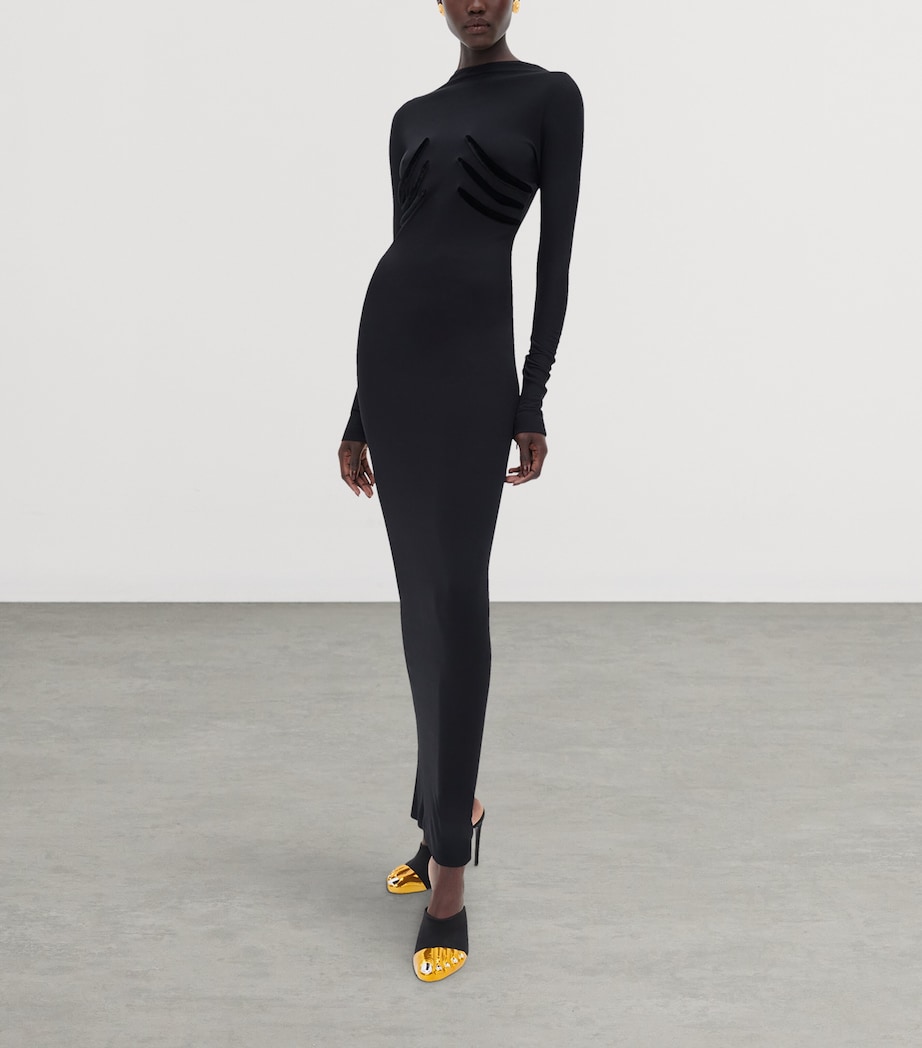 Schiaparelli Womens Trompe-l'Oeil Skeleton Maxi Dress Black Image 2