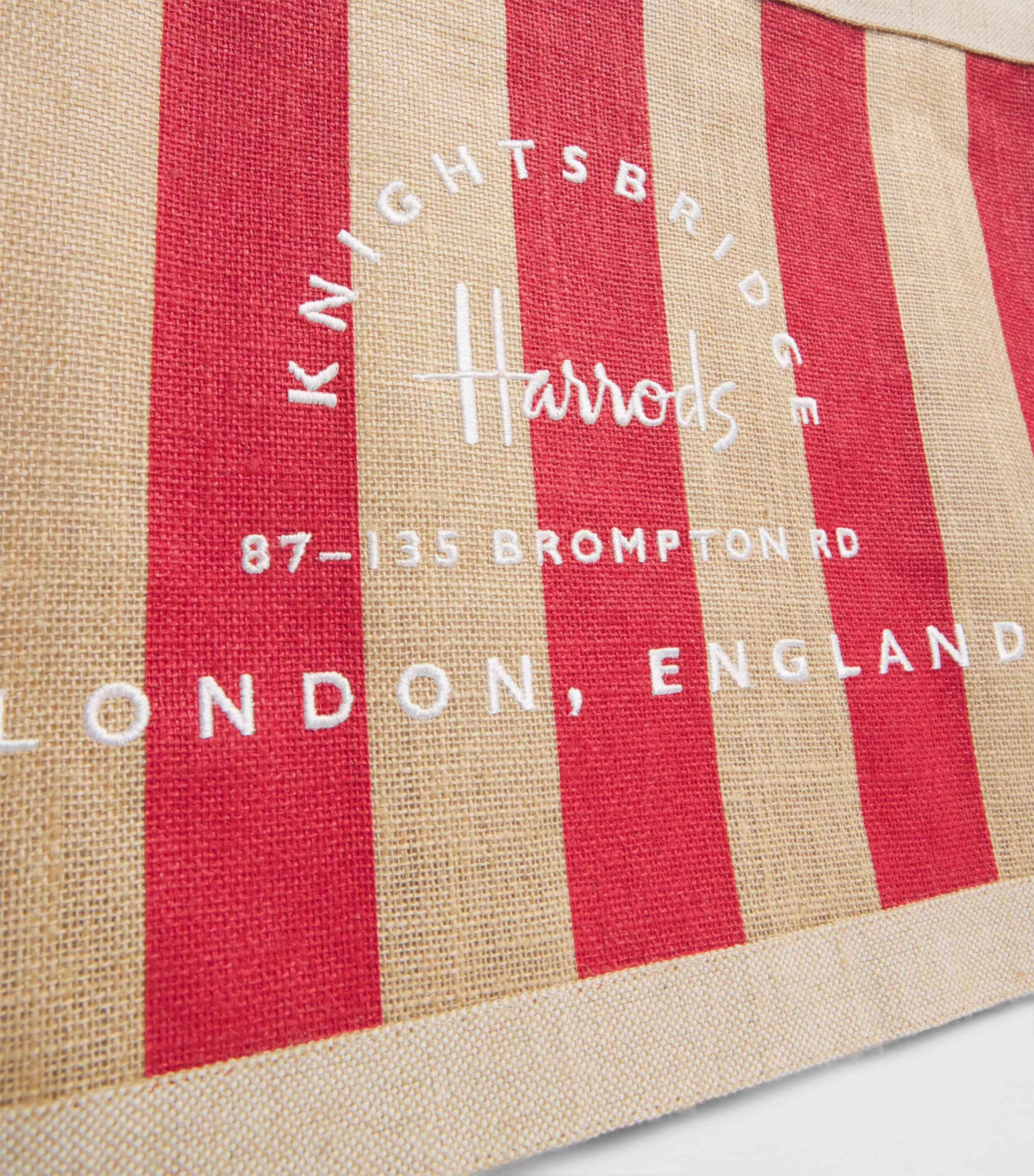 Large Canvas Stripe Knightsbridge Shopper Bag RED Image 4