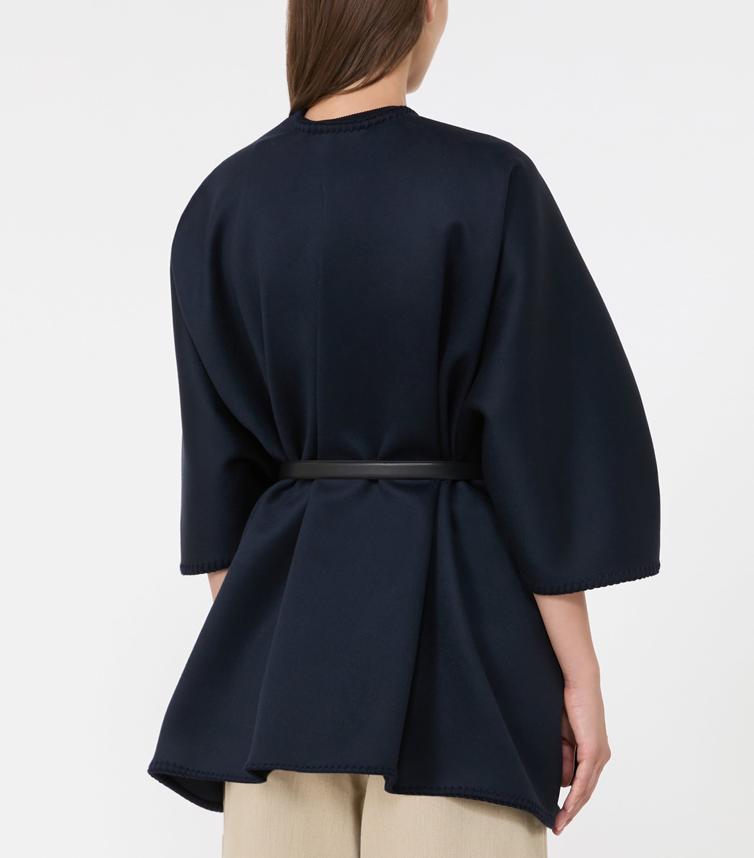 Max Mara Womens Virgin Wool Belted Blanket Coat Midnightblue Image 4