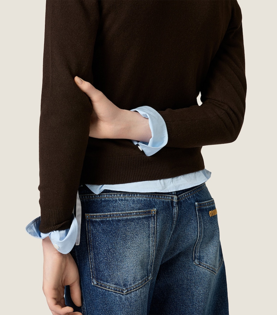 Miu Miu Womens Cashmere Collared Cardigan Brown Image 5