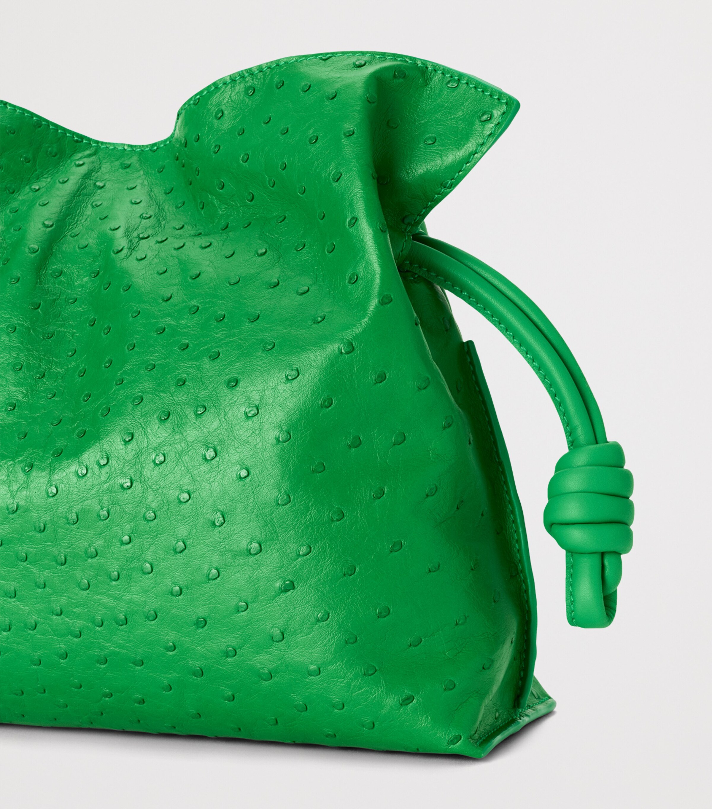 LOEWE Medium Ostrich Leather Flamenco Clutch Bag Clover Green Image 6