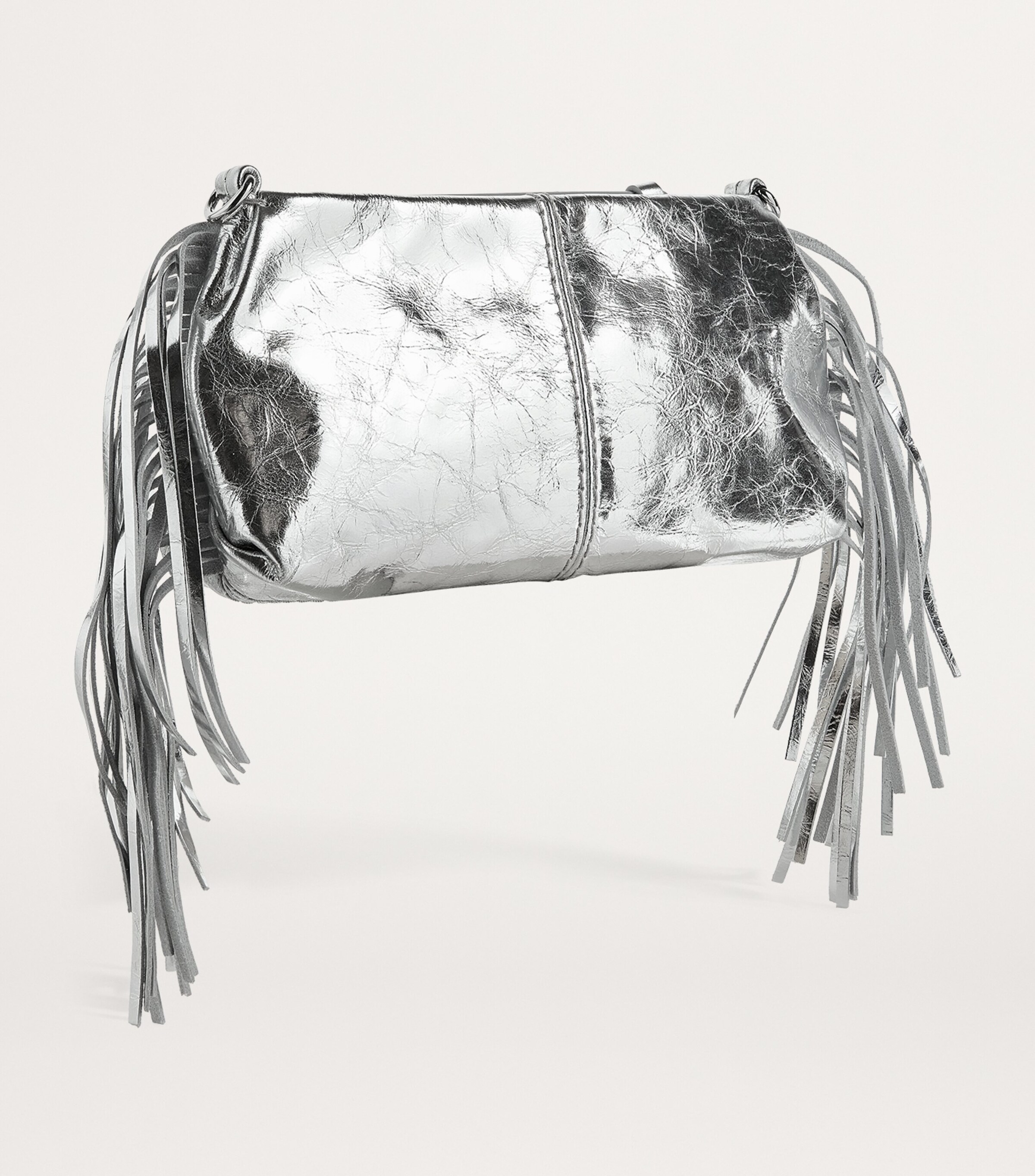 Leather Miss M Clutch Bag SILVER Image 2