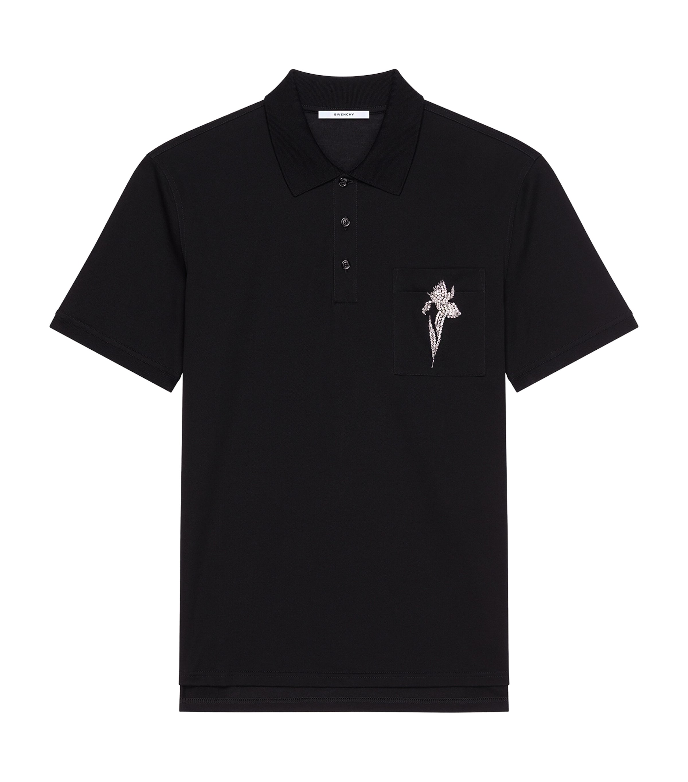 Cotton Embellished Polo Shirt BLACK Image 1