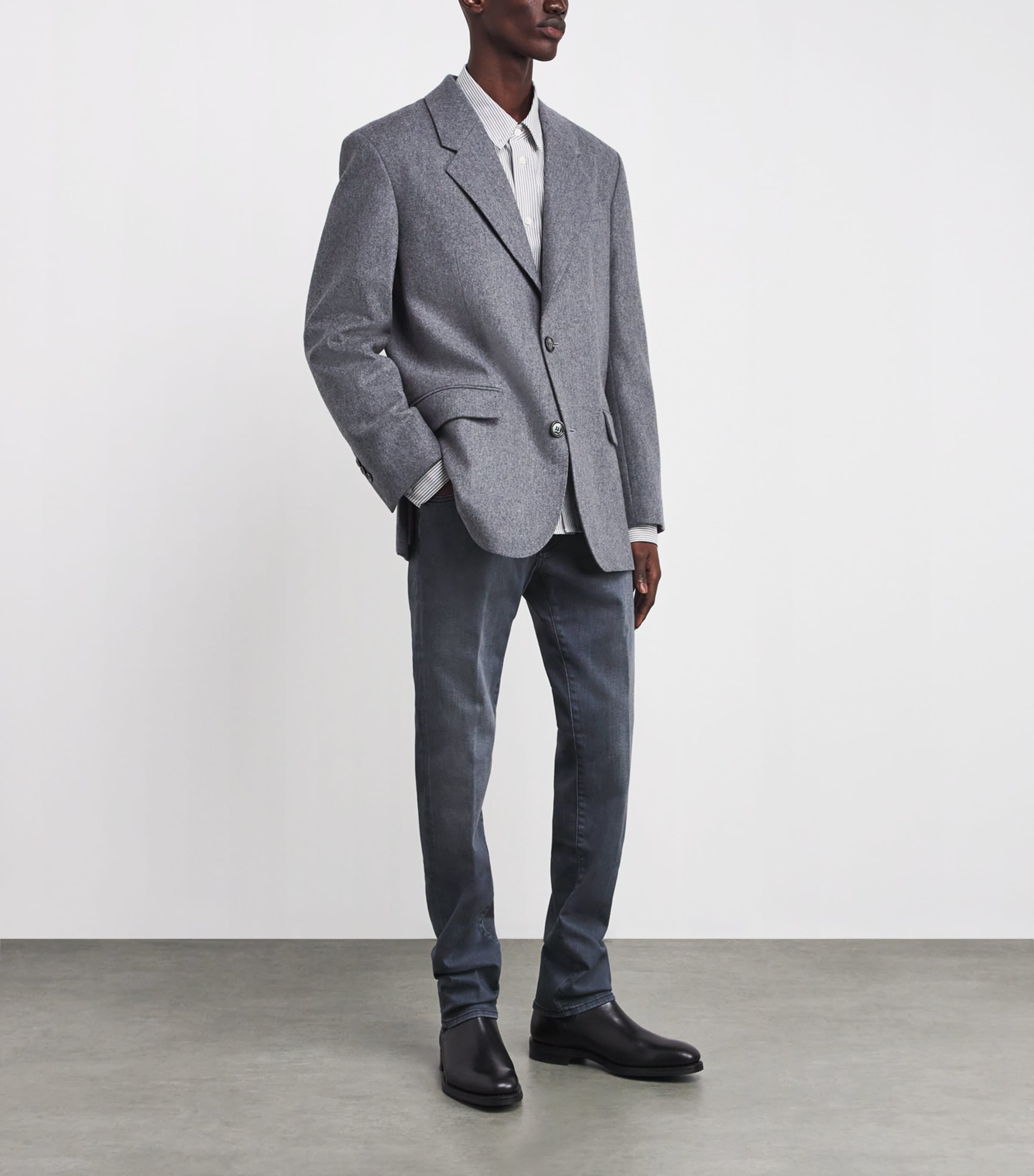 Ostrich Leather-Patch Slim Bard Jeans 800D Image 2