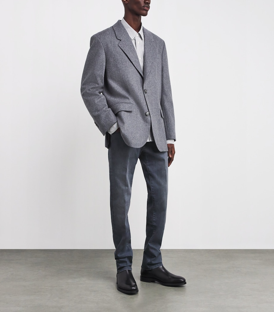 Ostrich Leather-Patch Slim Bard Jeans 800D Image 2