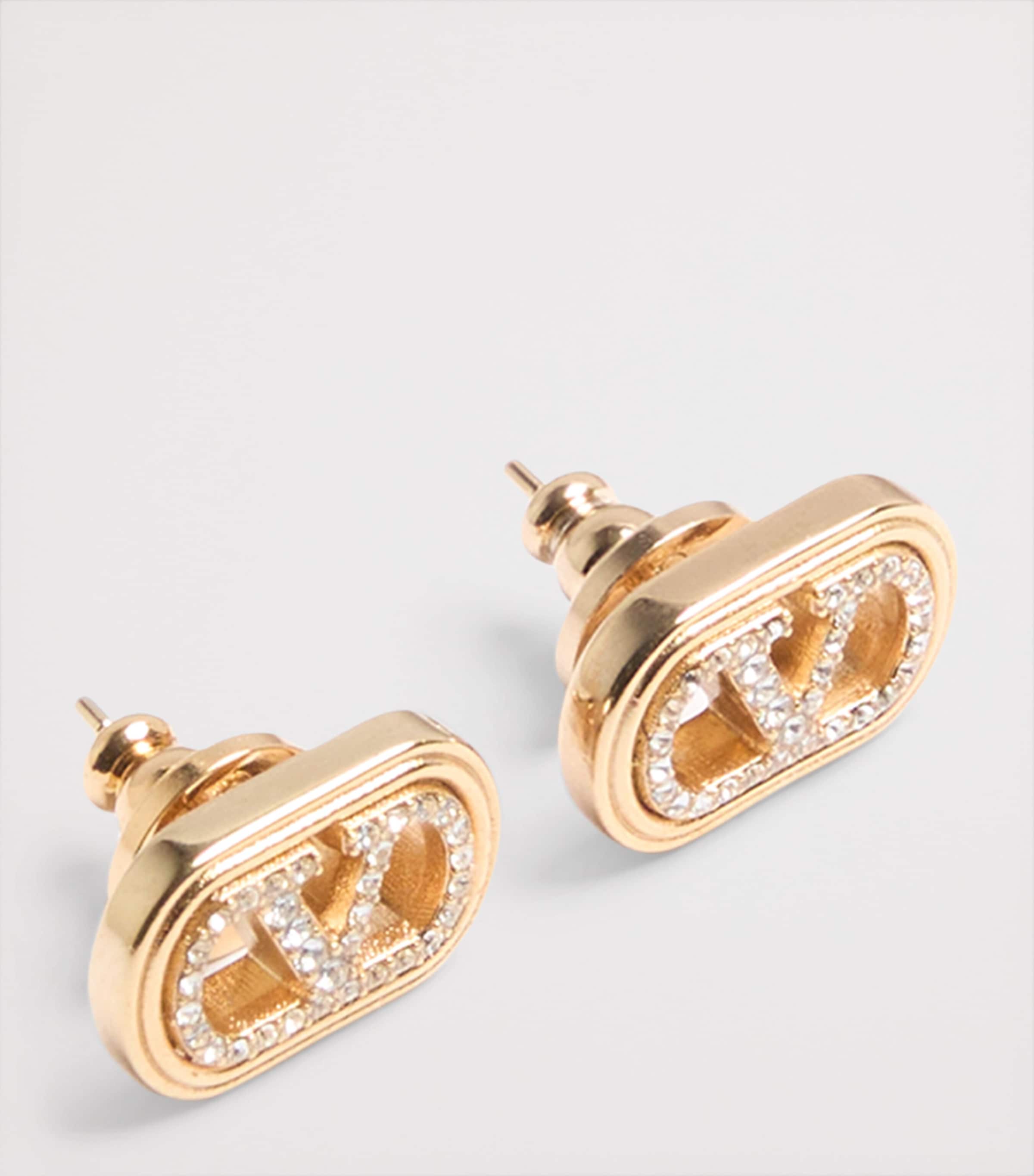 VALENTINO ロゴピアス Valentino Garavani Swarovski Crystal-Embellished Ovalette Logo