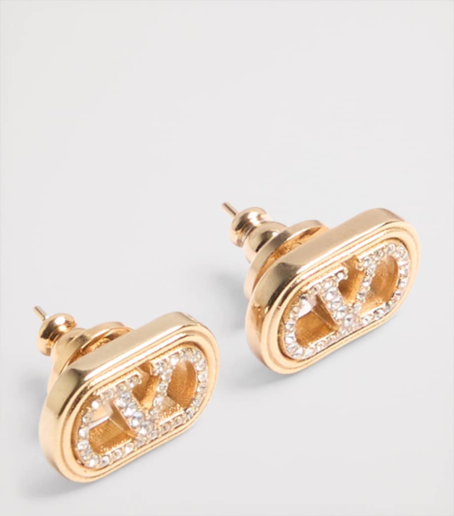 Swarovski Crystal-Embellished Ovalette Logo Earrings 9MN Image 4