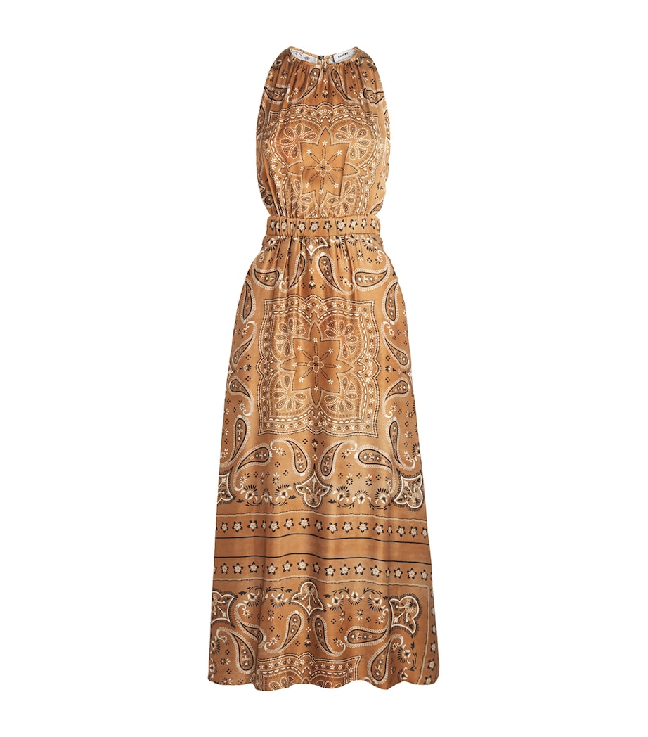 Sandro Paris Womens Bandana Print Midi Dress Brown / Black Image 1