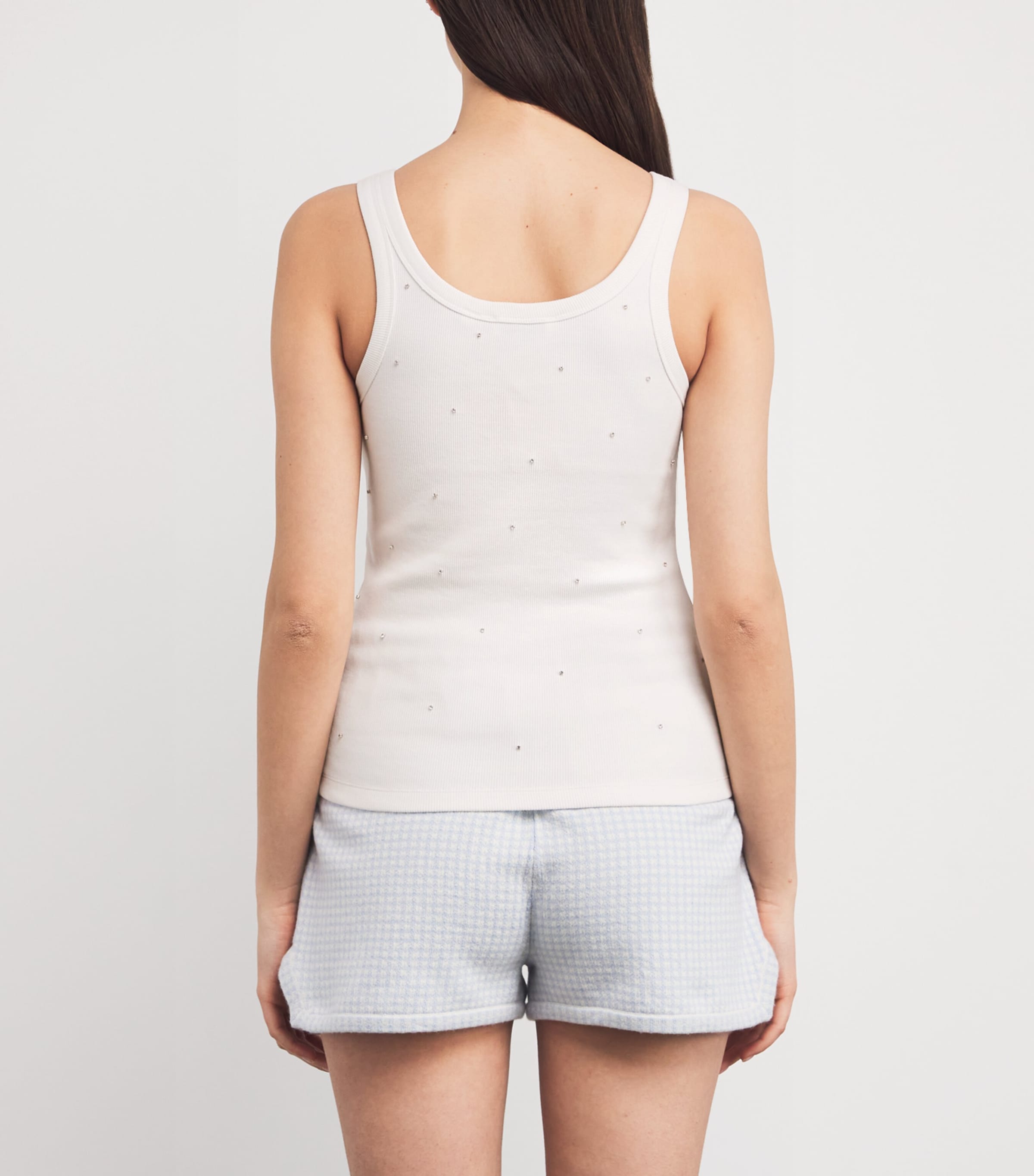 Stretch-Cotton Diamanté Tank Top WHITE Image 4