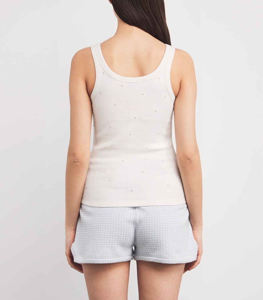 Stretch-Cotton Diamanté Tank Top WHITE Image 4