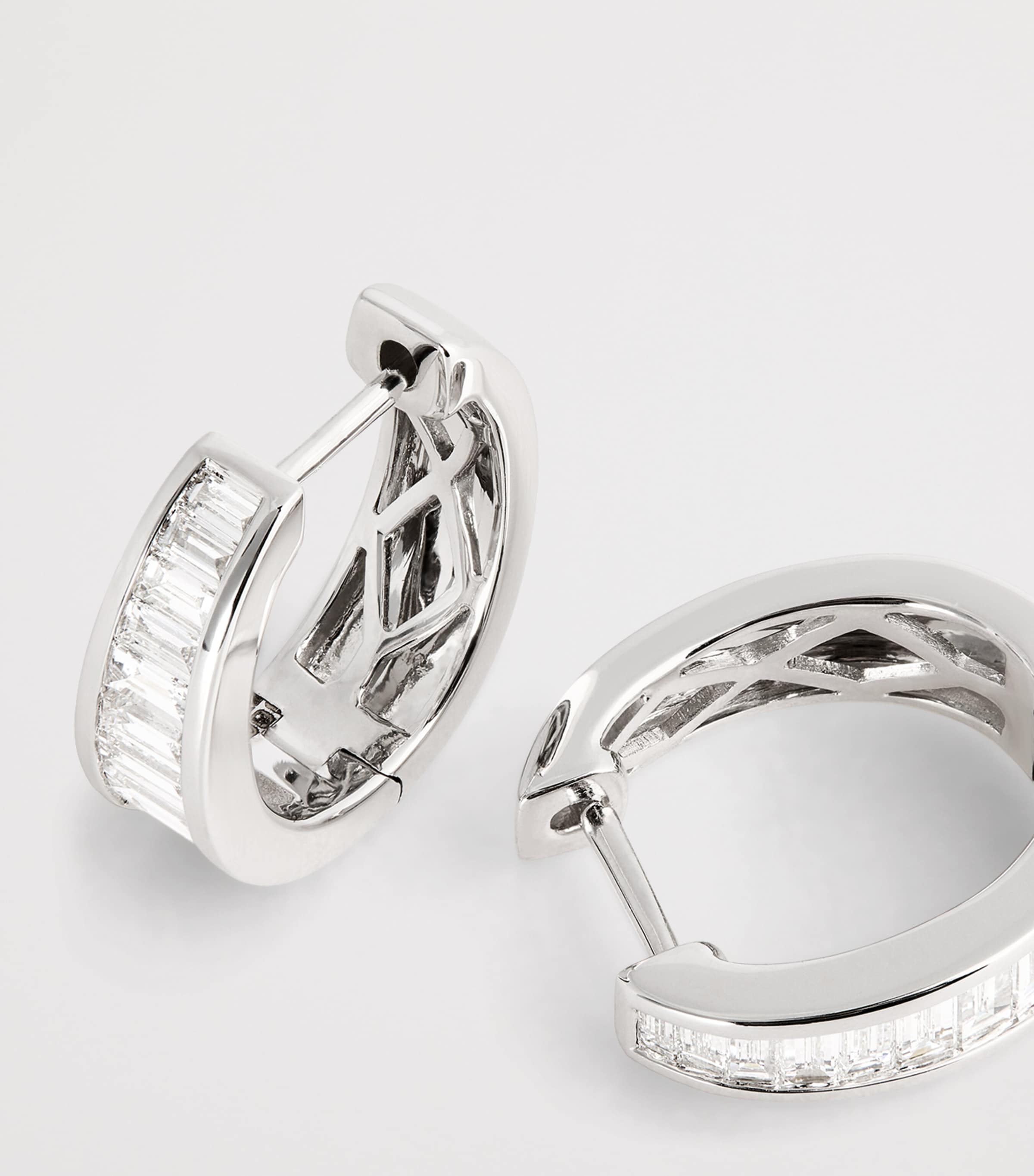 White Gold and Diamond Meryl Huggie Earrings WHITE GOLD Image 5