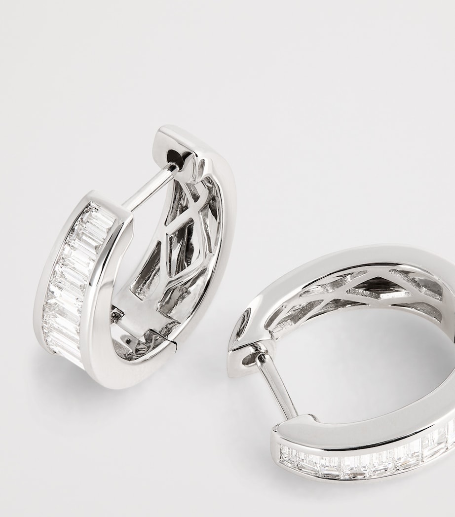 White Gold and Diamond Meryl Huggie Earrings WHITE GOLD Image 5