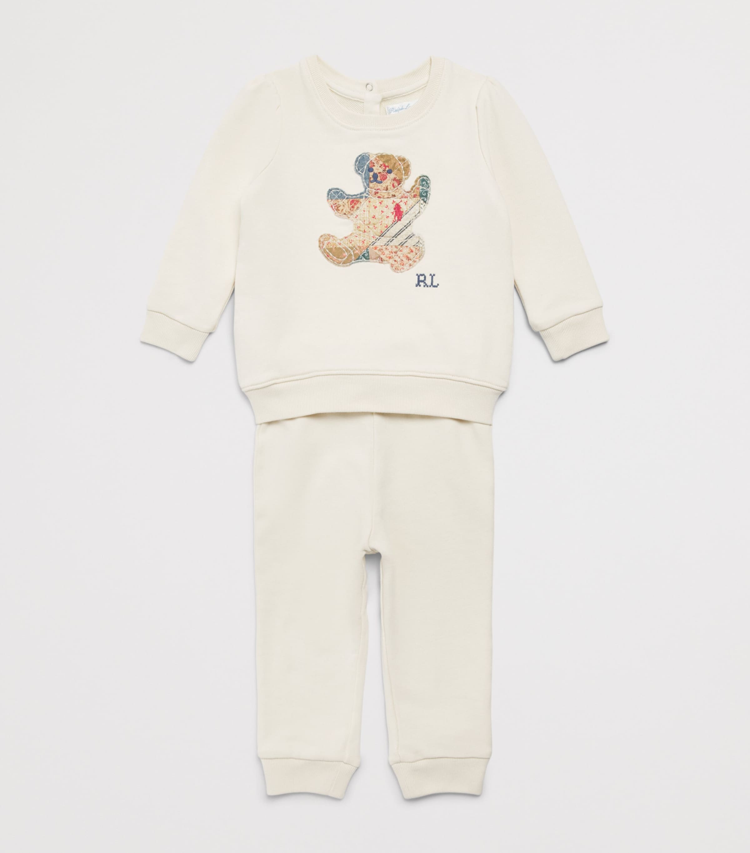 Ralph Lauren Kids Cotton Sitting Bear Sweatshirt and Sweatpants Set (3-24 Months) Guide Cream Image 3